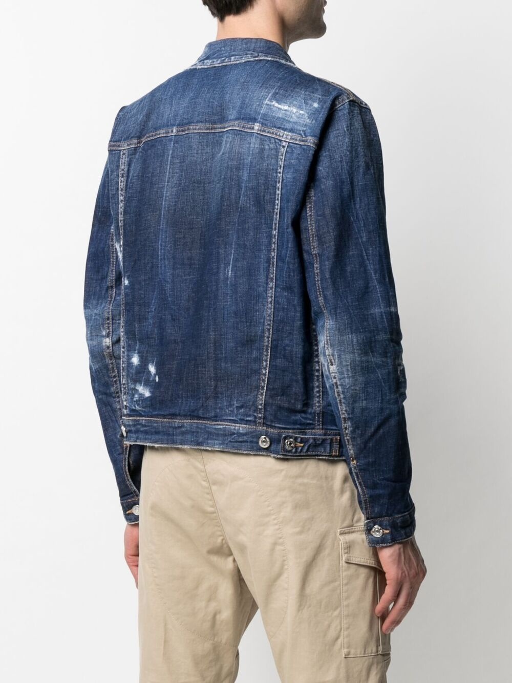 distressed-effect denim jacket - 4