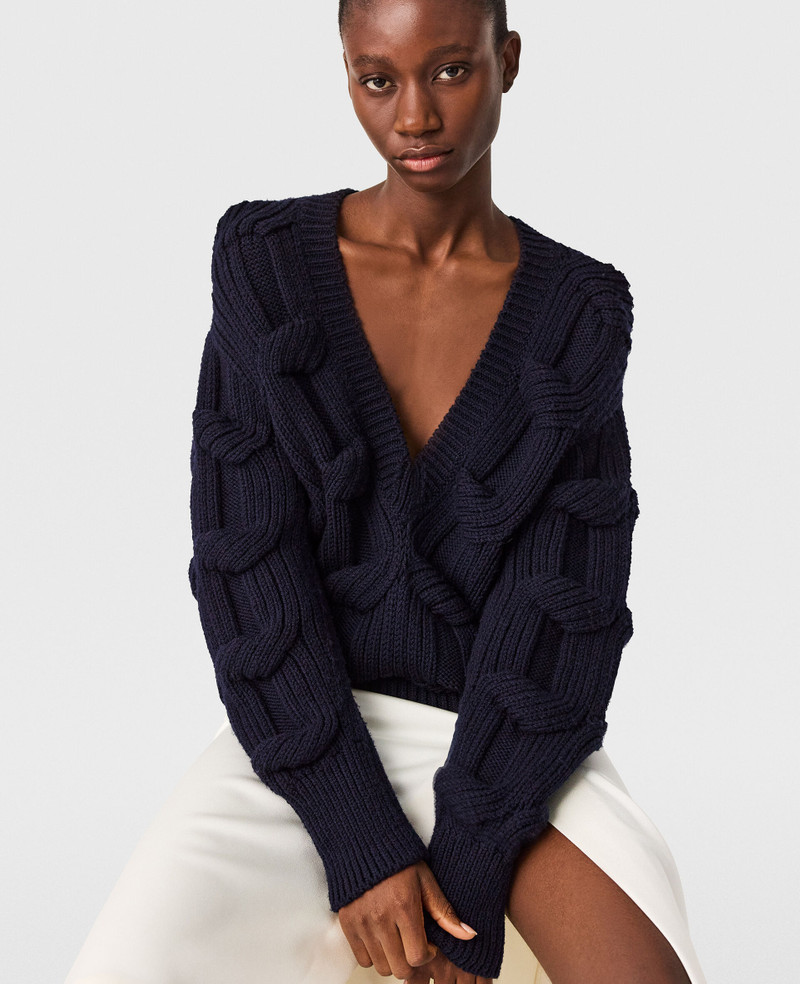 Stella McCartney Falabella Cable-Knit V-Neck Jumper outlook
