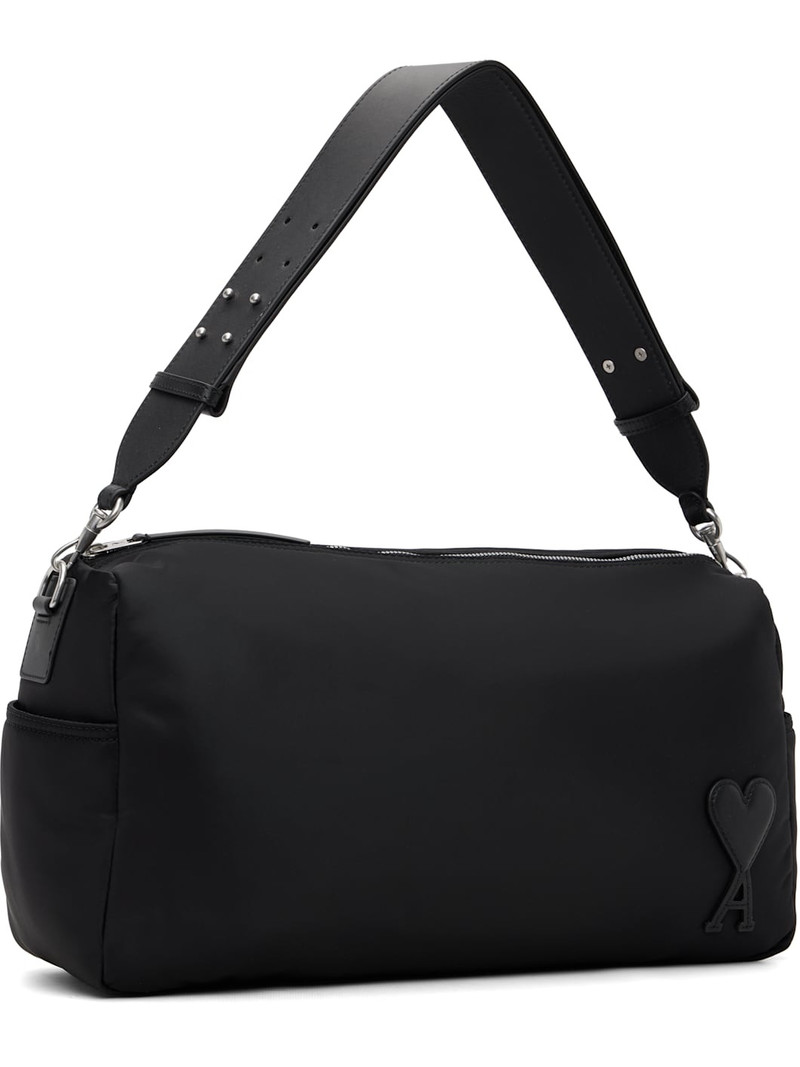 AMI Paris Black Nylon Marcel Large Duffle Bag outlook
