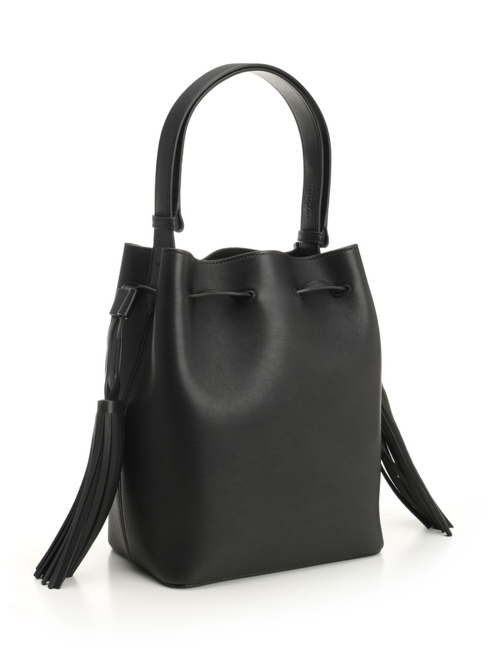 Drawstring Bag | So Seau | Vitello V./A.Brass Logo Handbags Black - 2