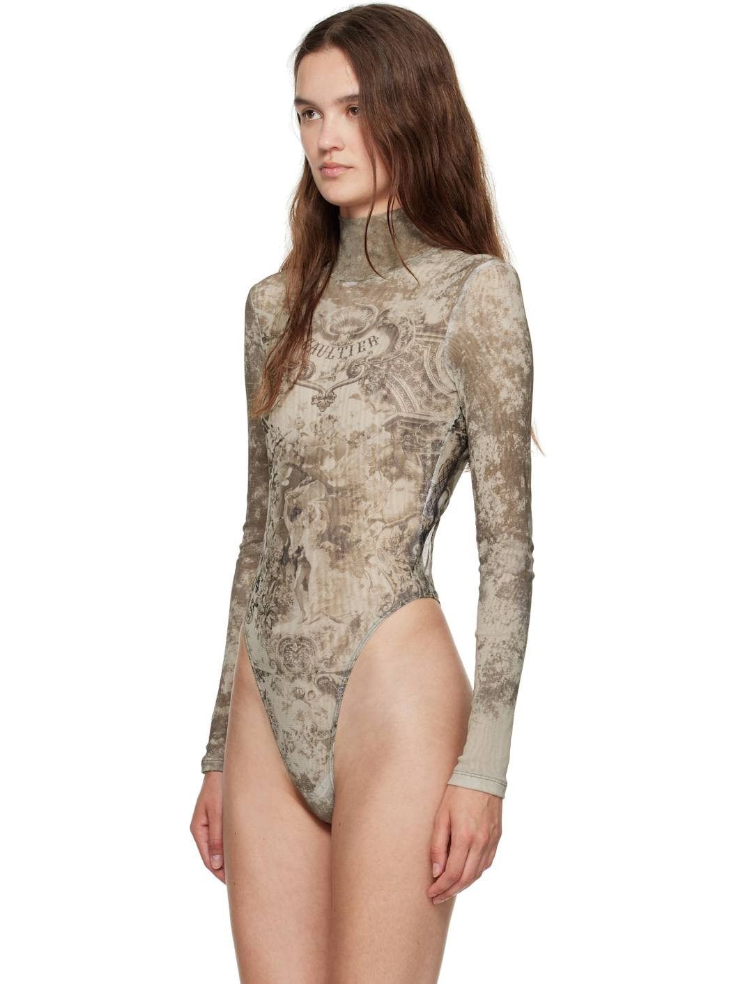 Beige 'The Médaillon' Open Back Bodysuit - 4