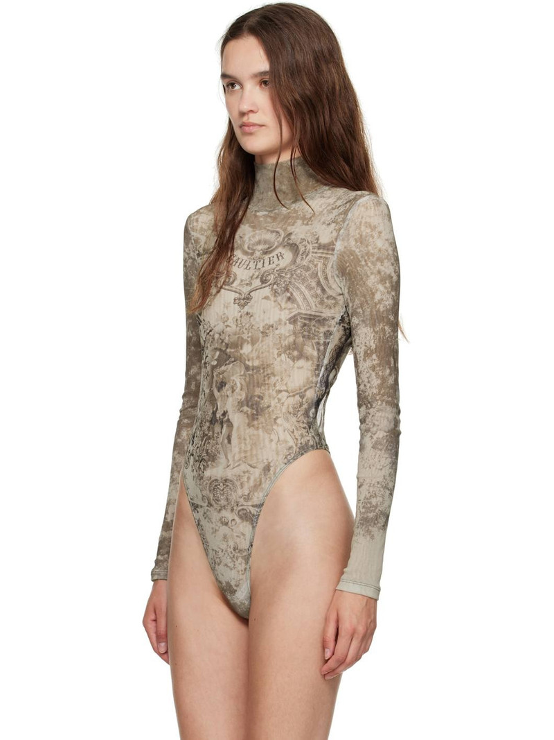 Jean Paul Gaultier Beige 'The Médaillon' Open Back Bodysuit outlook
