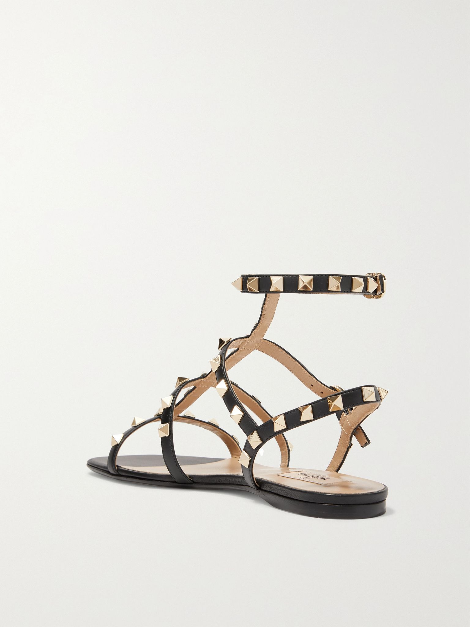 Rockstud leather sandals Black - 3