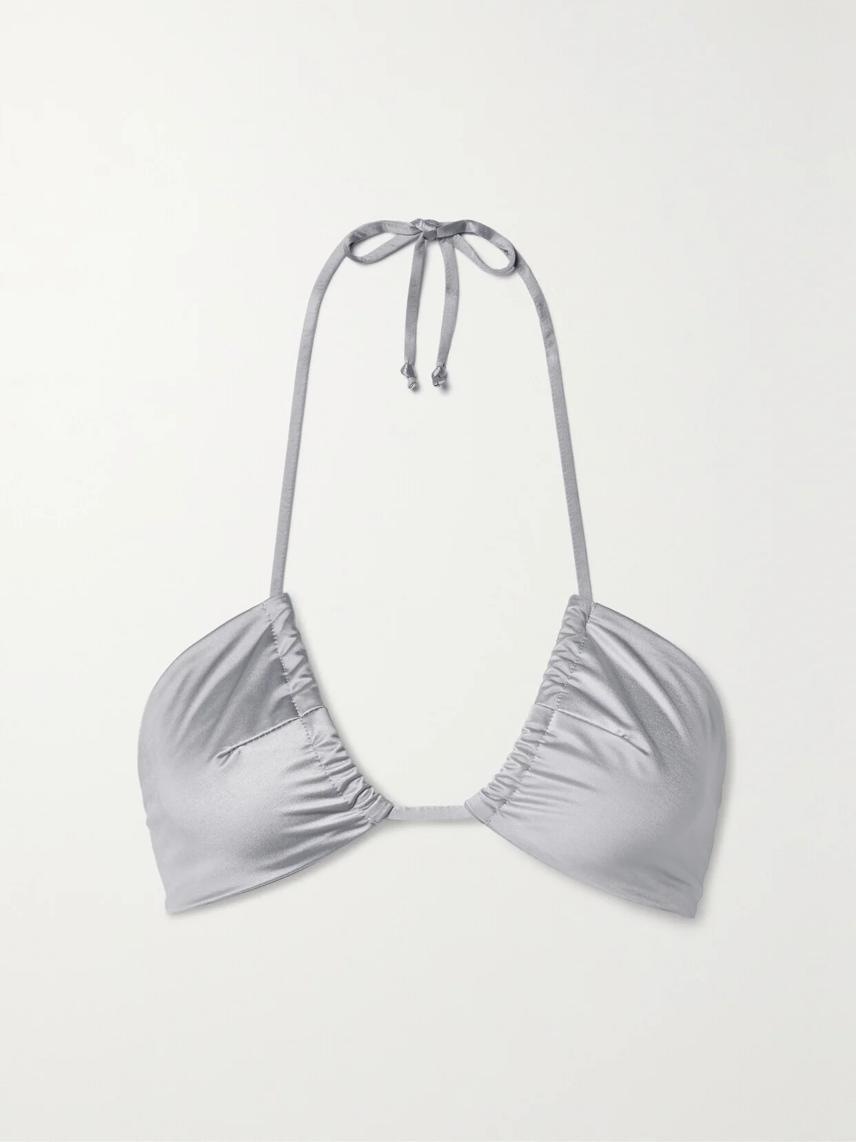 Gathered Stretch-satin Halterneck Bikini Top - 1