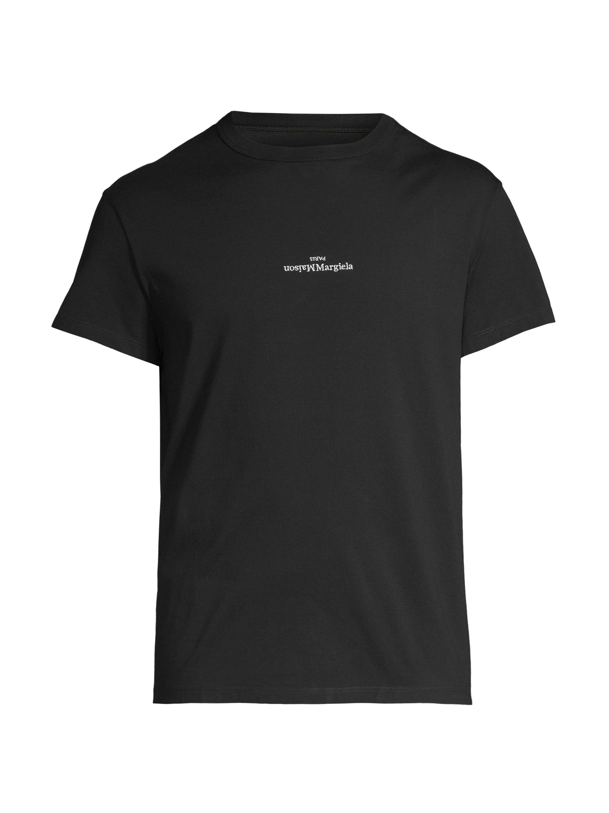Men's Reversed Logo Crewneck T-Shirt - Black White - 1