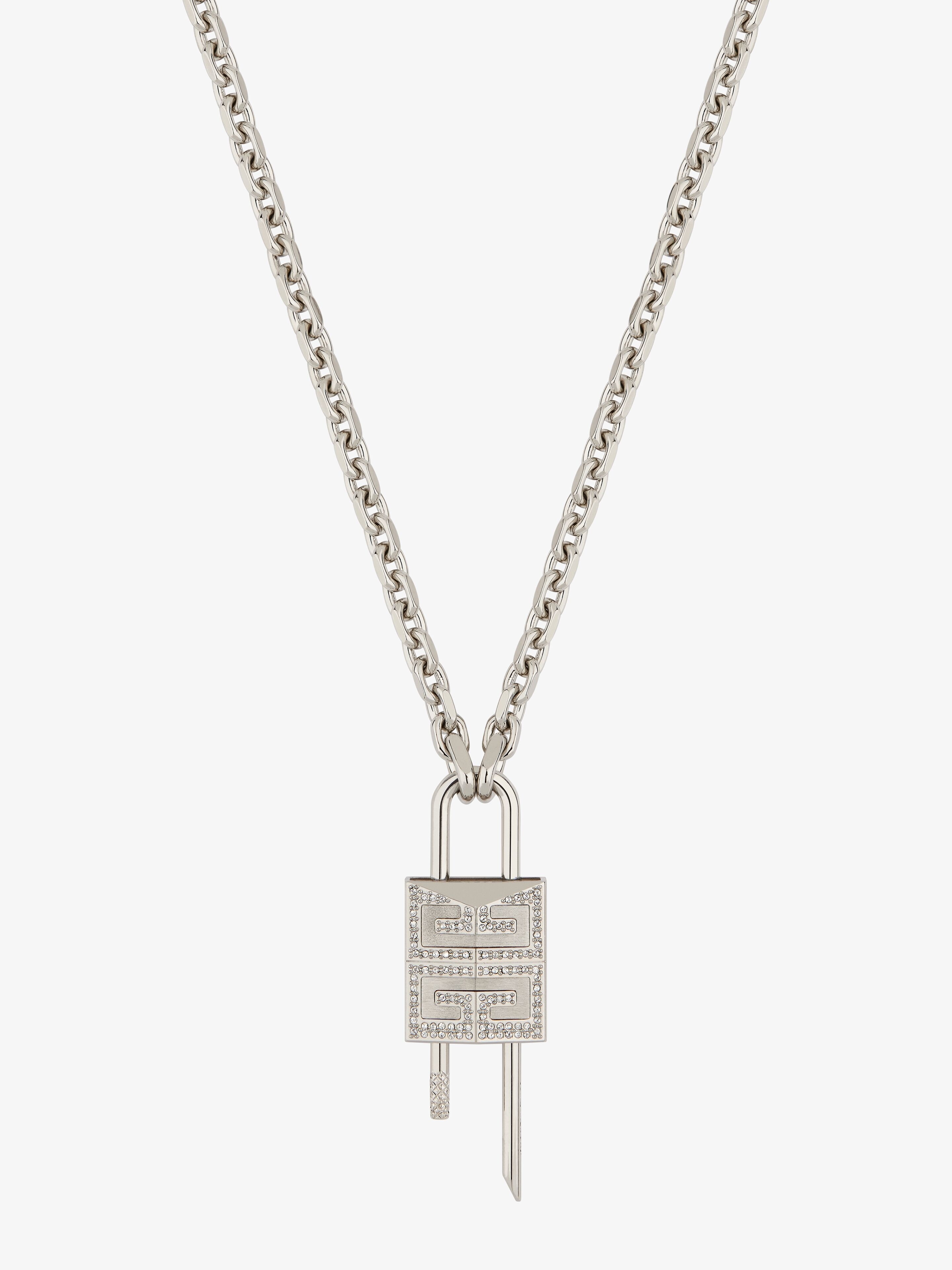 SMALL LOCK NECKLACE IN METAL WITH CRYSTALS - 3