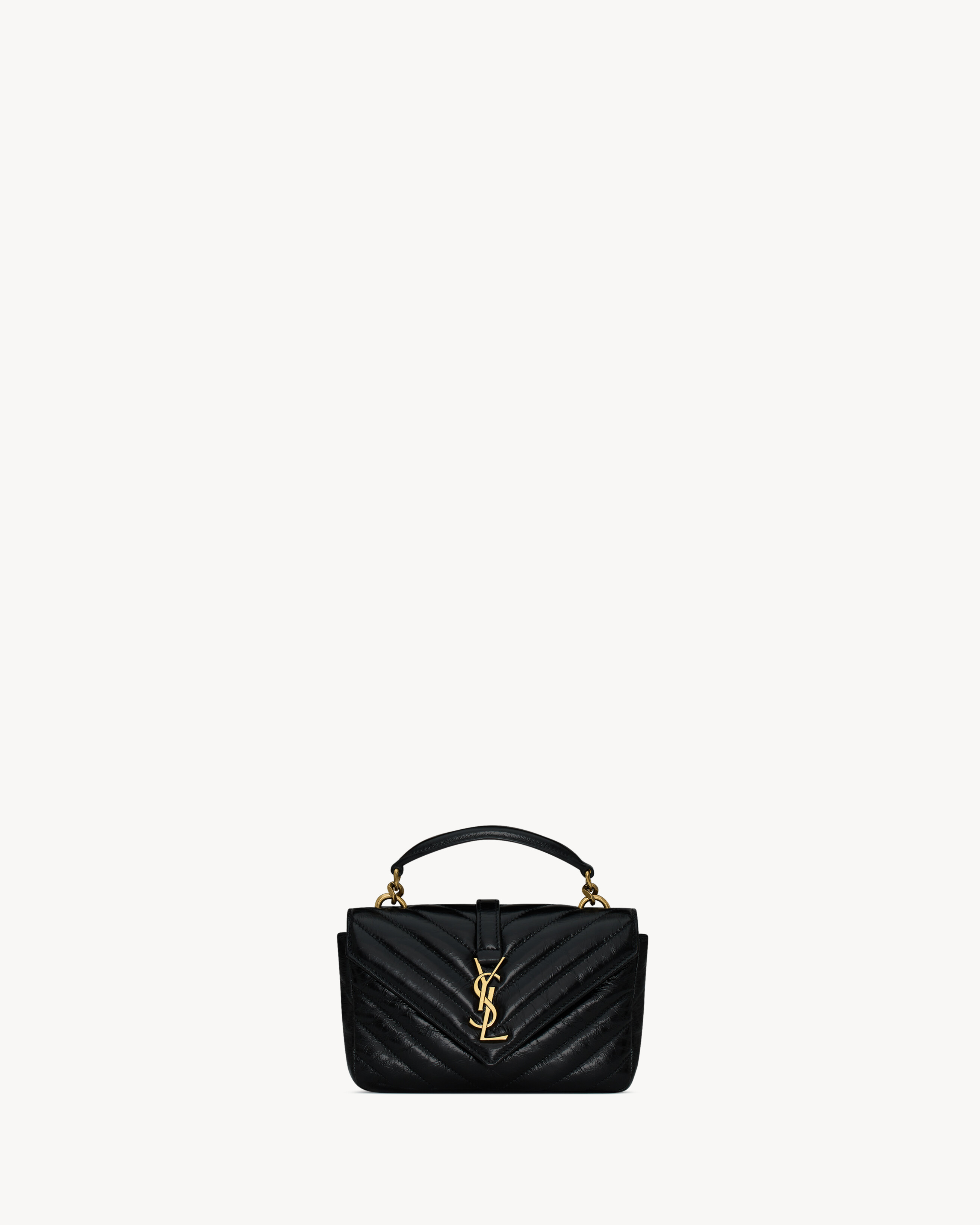 COLLEGE MINI CHAIN BAG IN SHINY CRACKLED LEATHER - 2