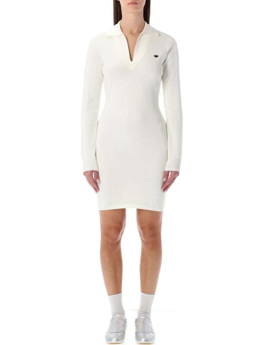 Adidas Originals White Ribbed Mini Dress - 1
