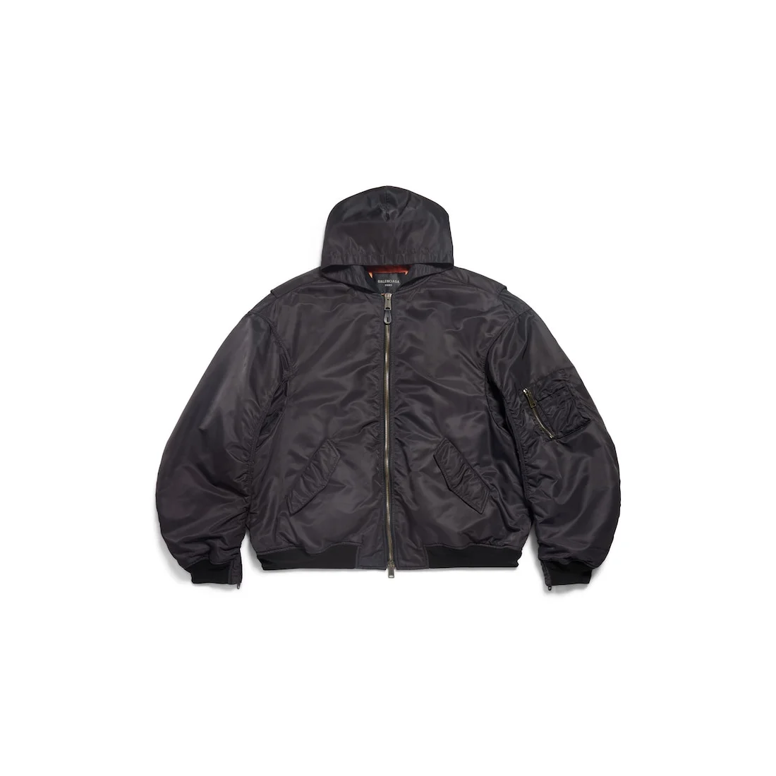 Men's Tape Type Light Hooded Bomber in Black - 1