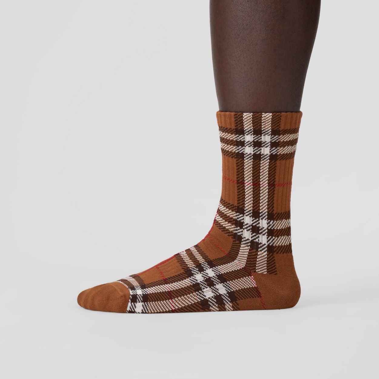 Check Intarsia Technical Stretch Cotton Socks - 4