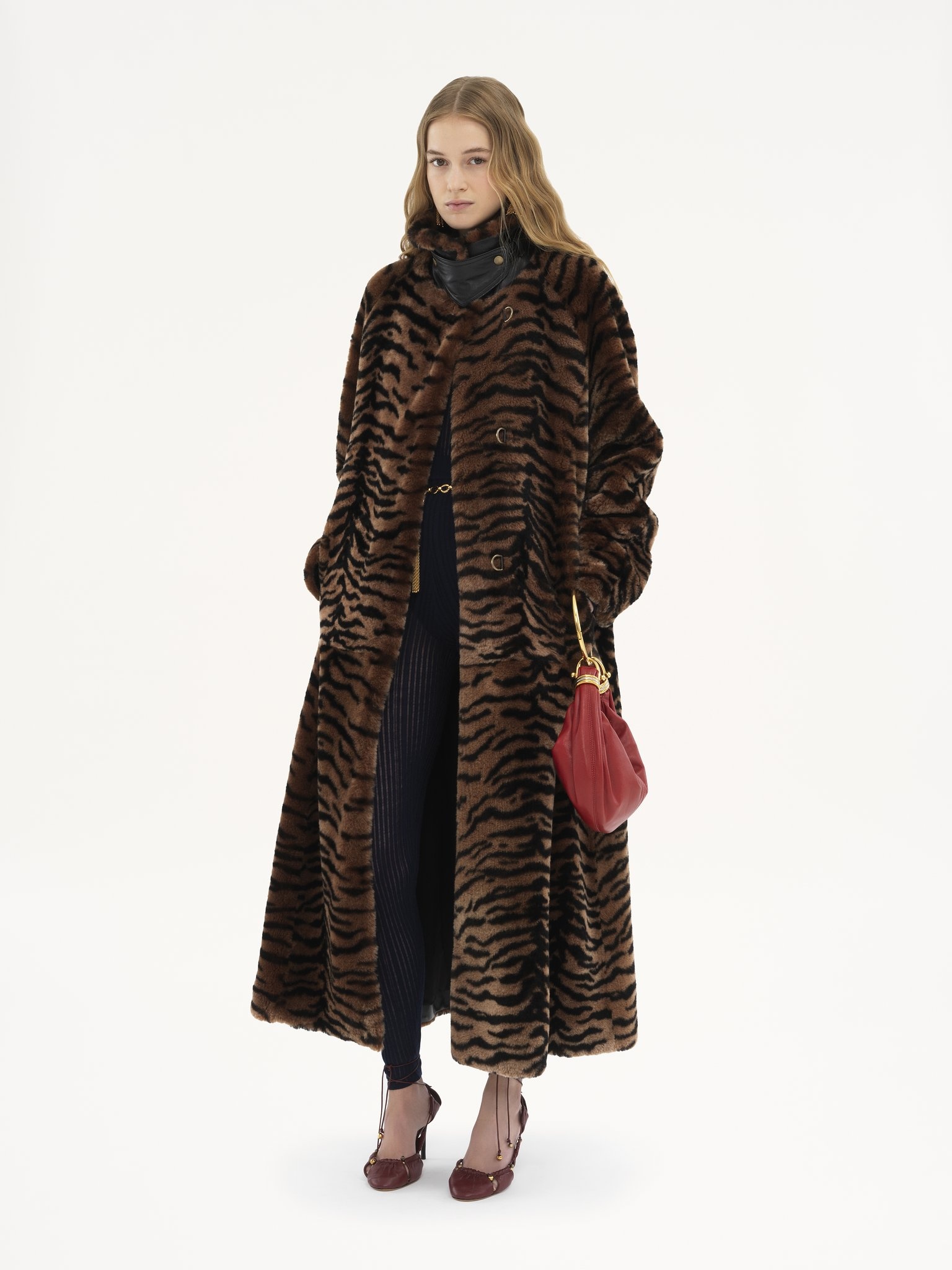 DOUBLE-BREASTED LONG COAT IN SHEARLING - 3