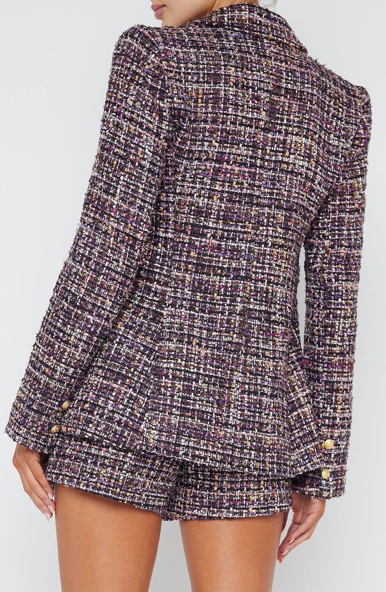 L'AGENCE Chamberlain Tweed Blazer in Purple Multi Tweed at Nordstrom - 2