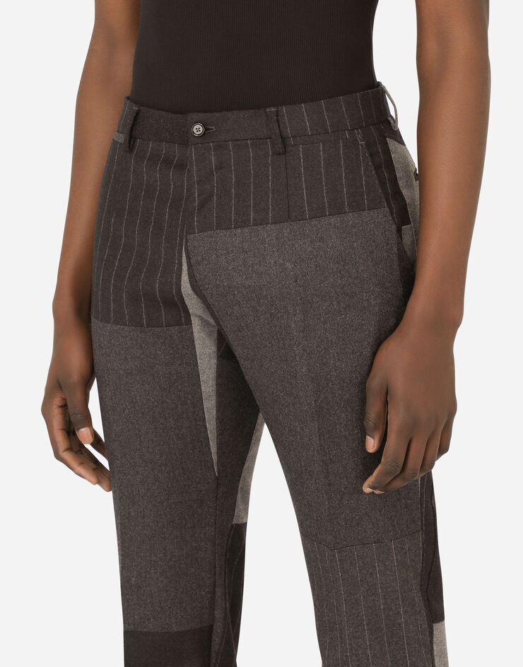 Tailored cashmere and wool patchwork pants - 4