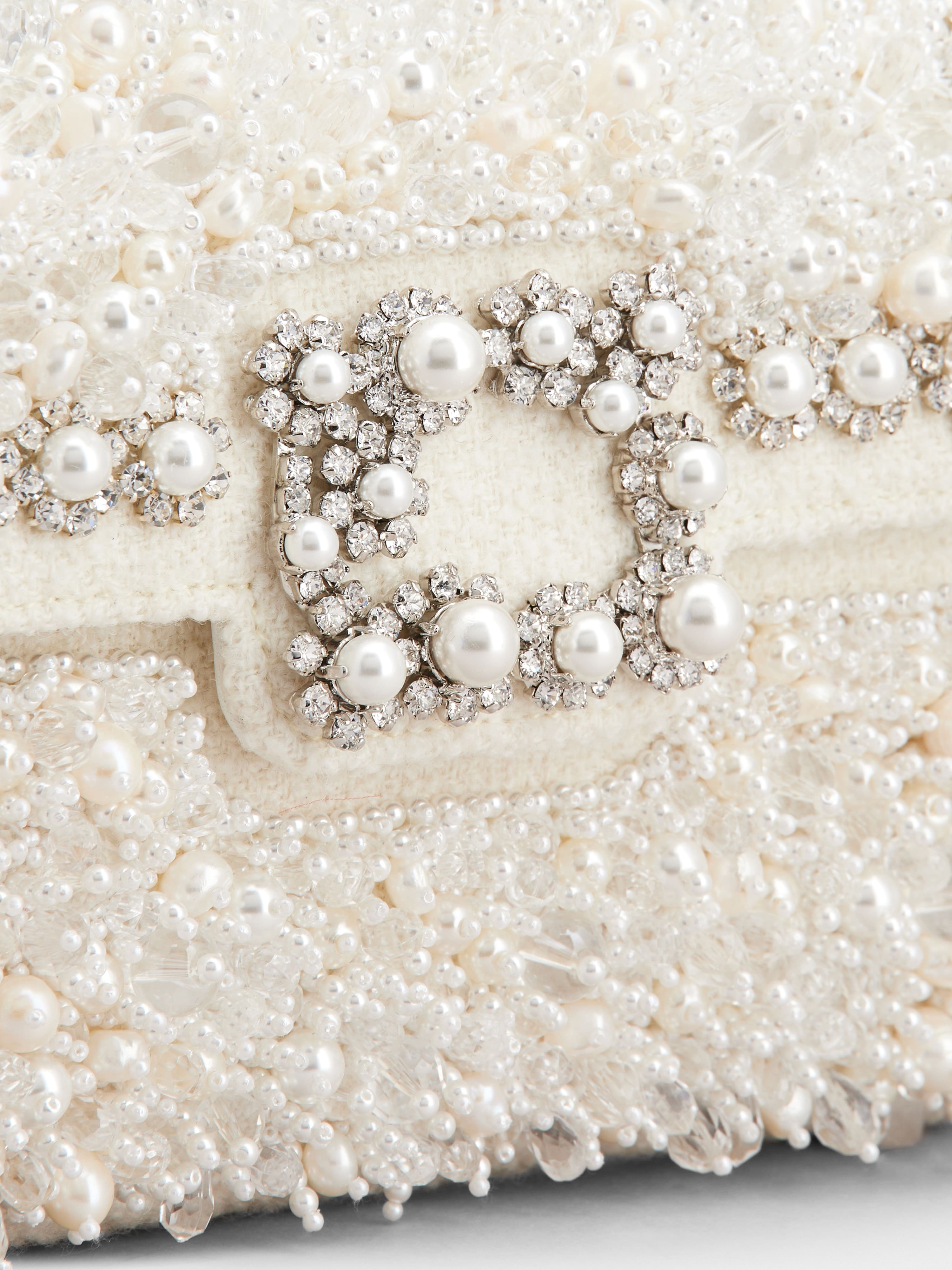 Flower Strass Pearl Mini Buckle Jewel Clutch Bag in Wool - 6