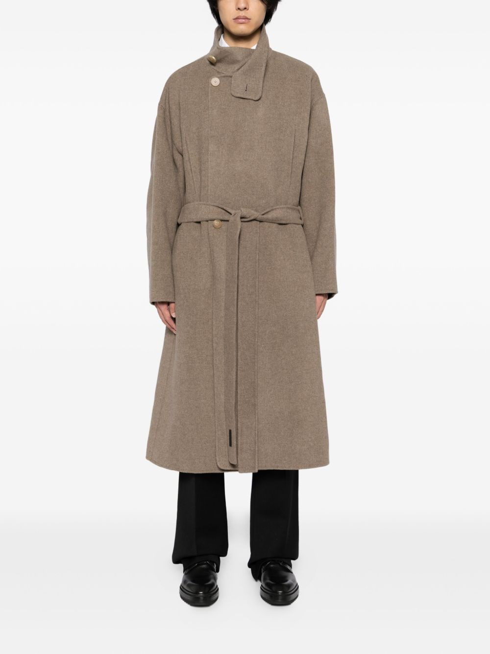 high-neck double-breasted coat - 2