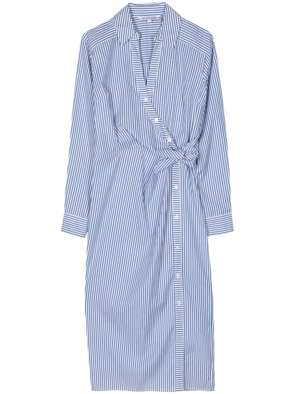 Wright striped cotton wrap dress - 1