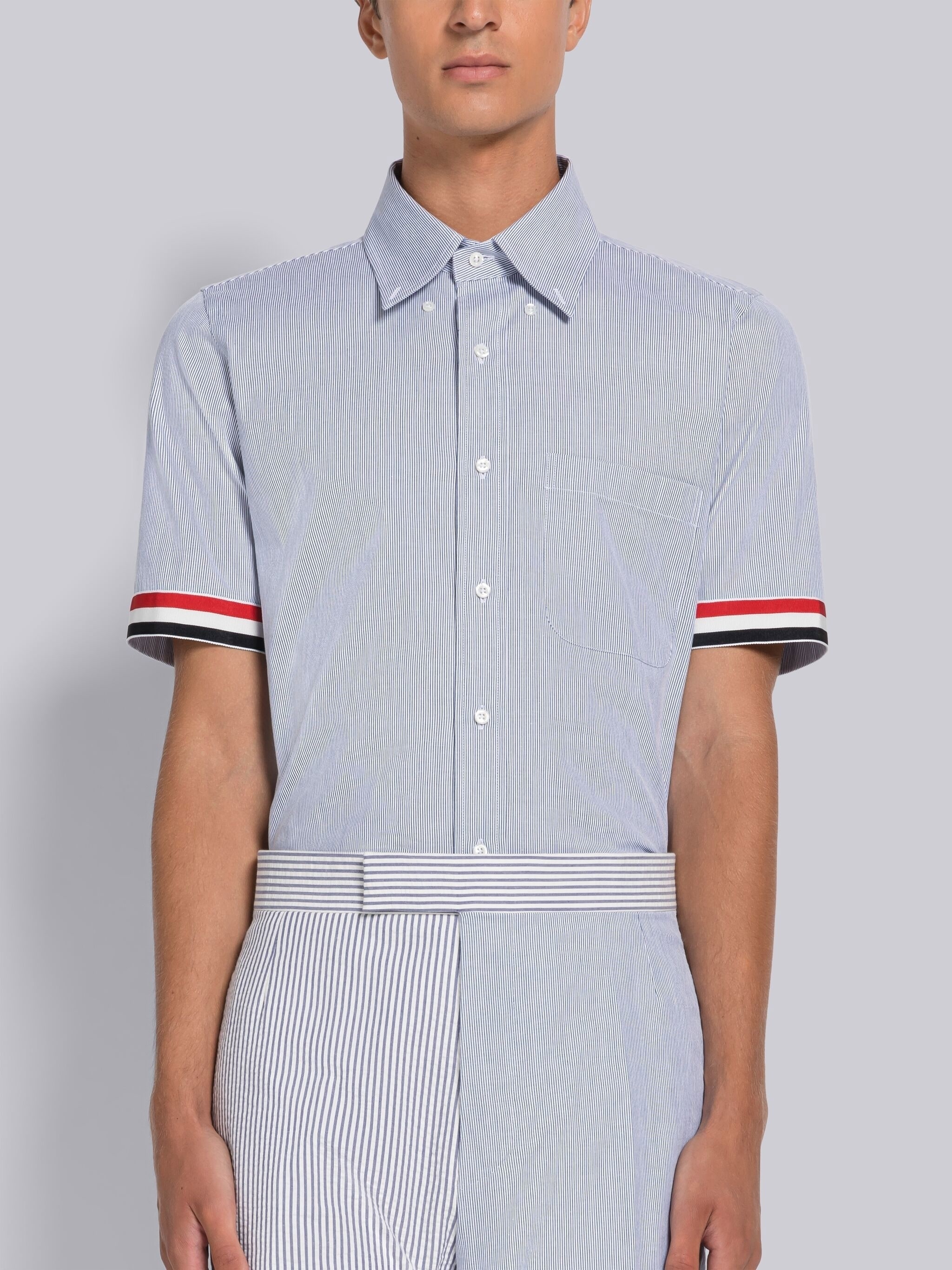 Pincord Armband Short Sleeve Shirt - 1