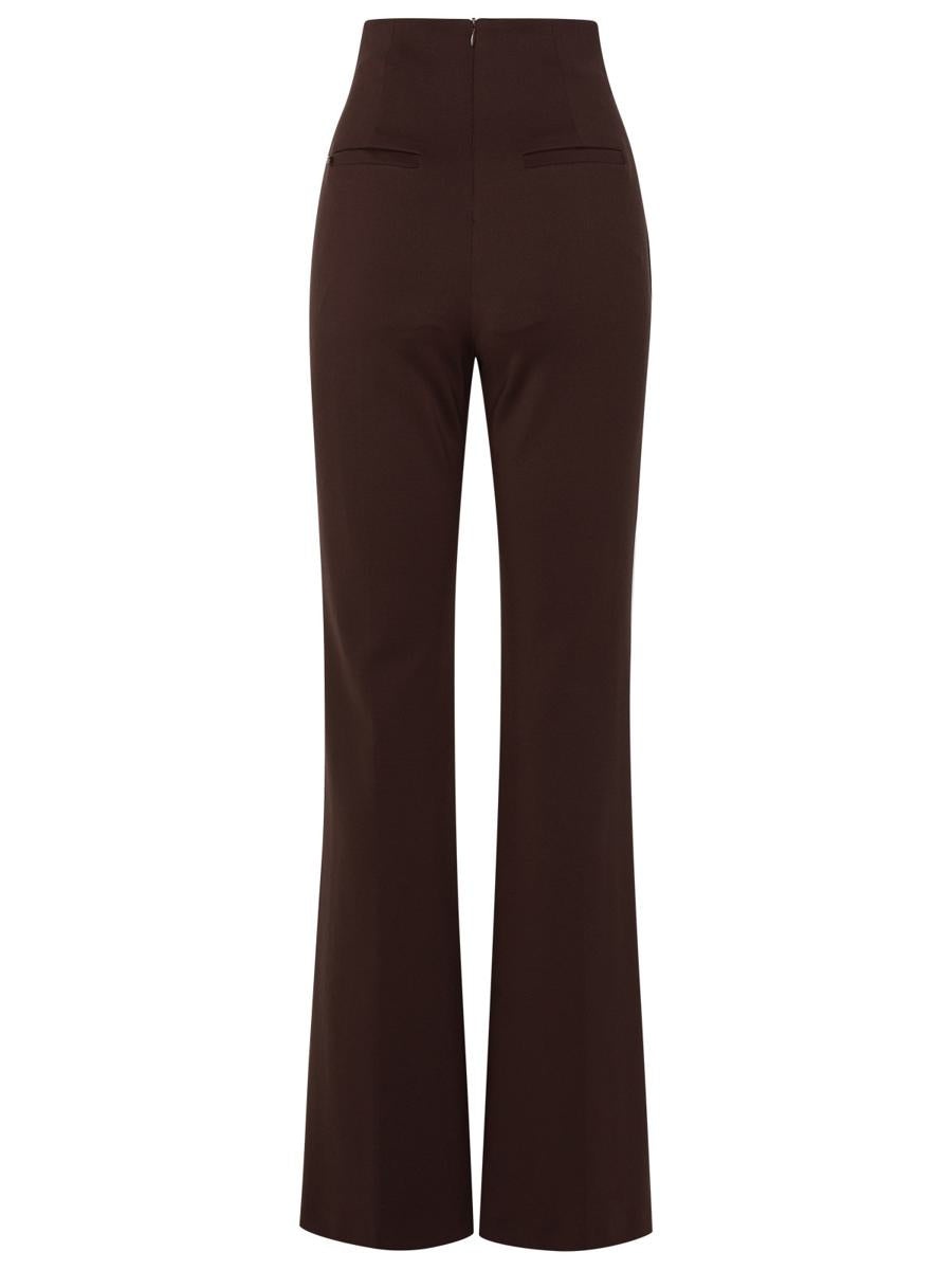 SPORTMAX BROWN POLYAMIDE TROUSERS - 3