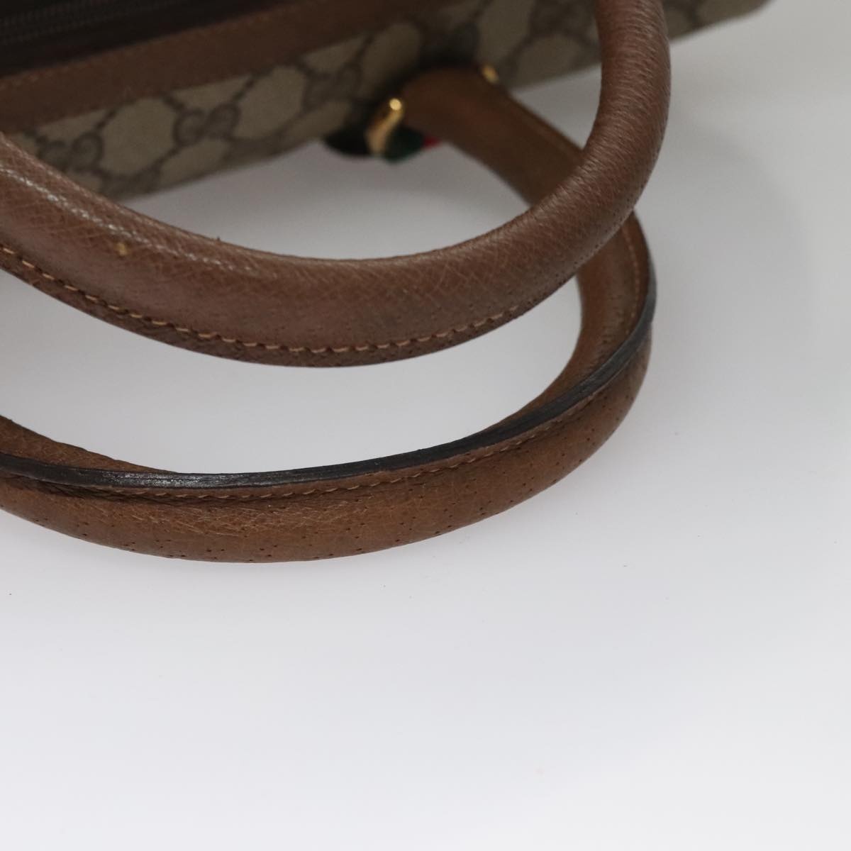 GUCCI GG Supreme Web Sherry Line Hand Bag Pvc Beige Green Red - 7