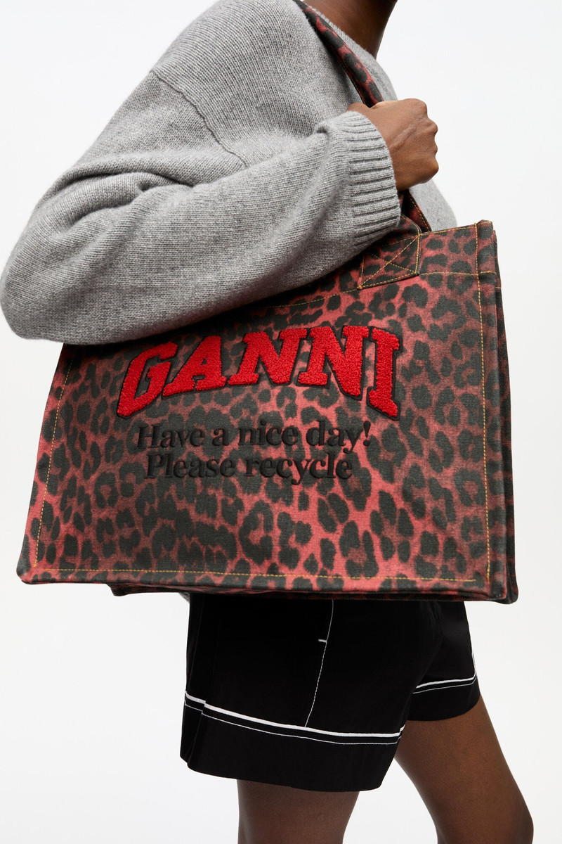 RED LEOPARD PRINT CANVAS TOTE BAG 4