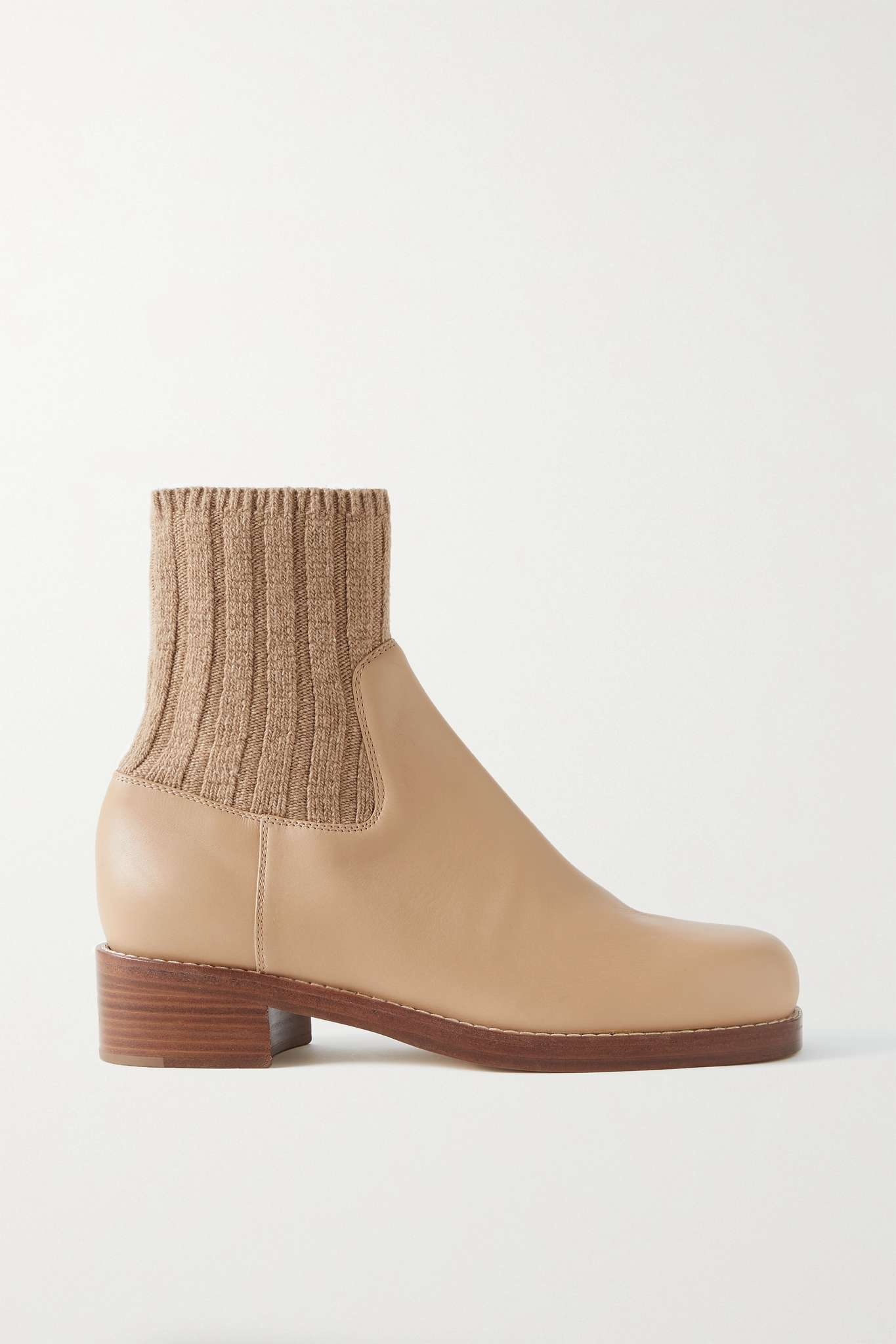 Hobbes ribbed cashmere-trimmed leather Chelsea boots - 1