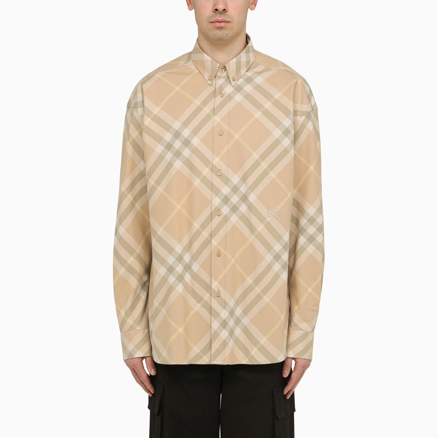 Burberry Check Pattern Button Down Shirt In Cotton - 1