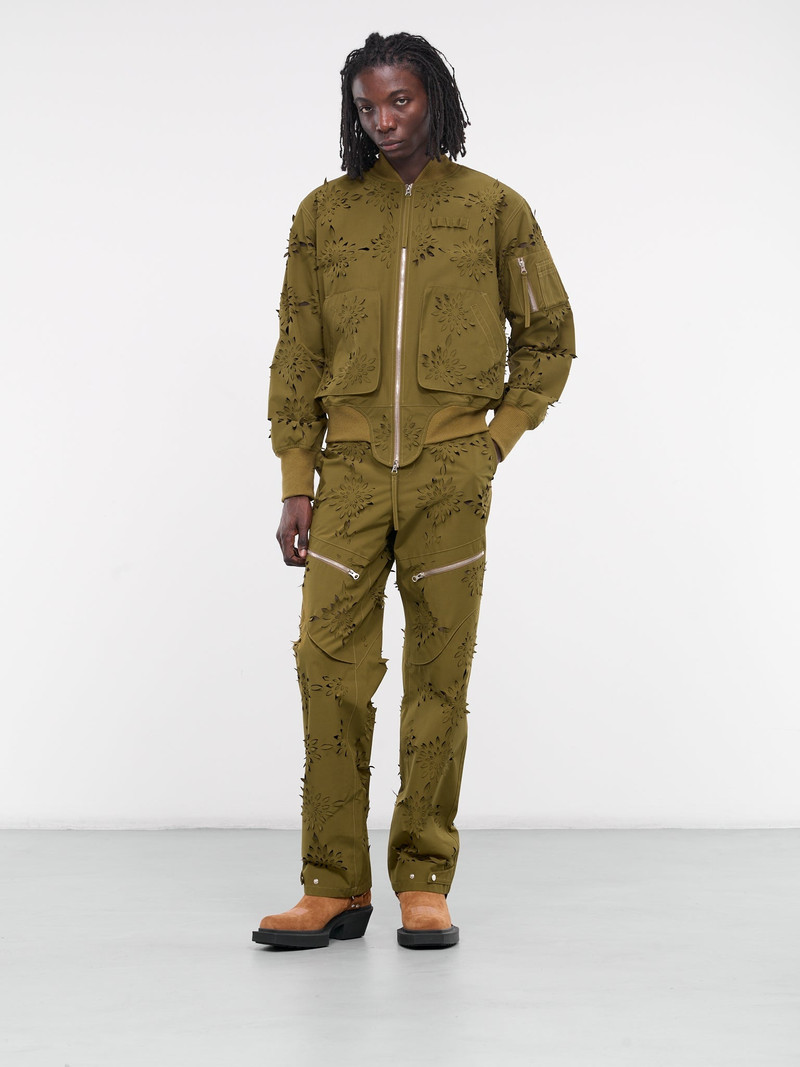 JUNTAE KIM Laser-Slashed Flower Trousers outlook