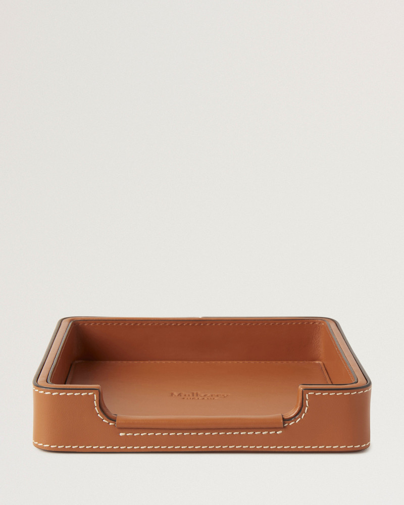 Small Leather Tray Vintage Oak Nappa 1