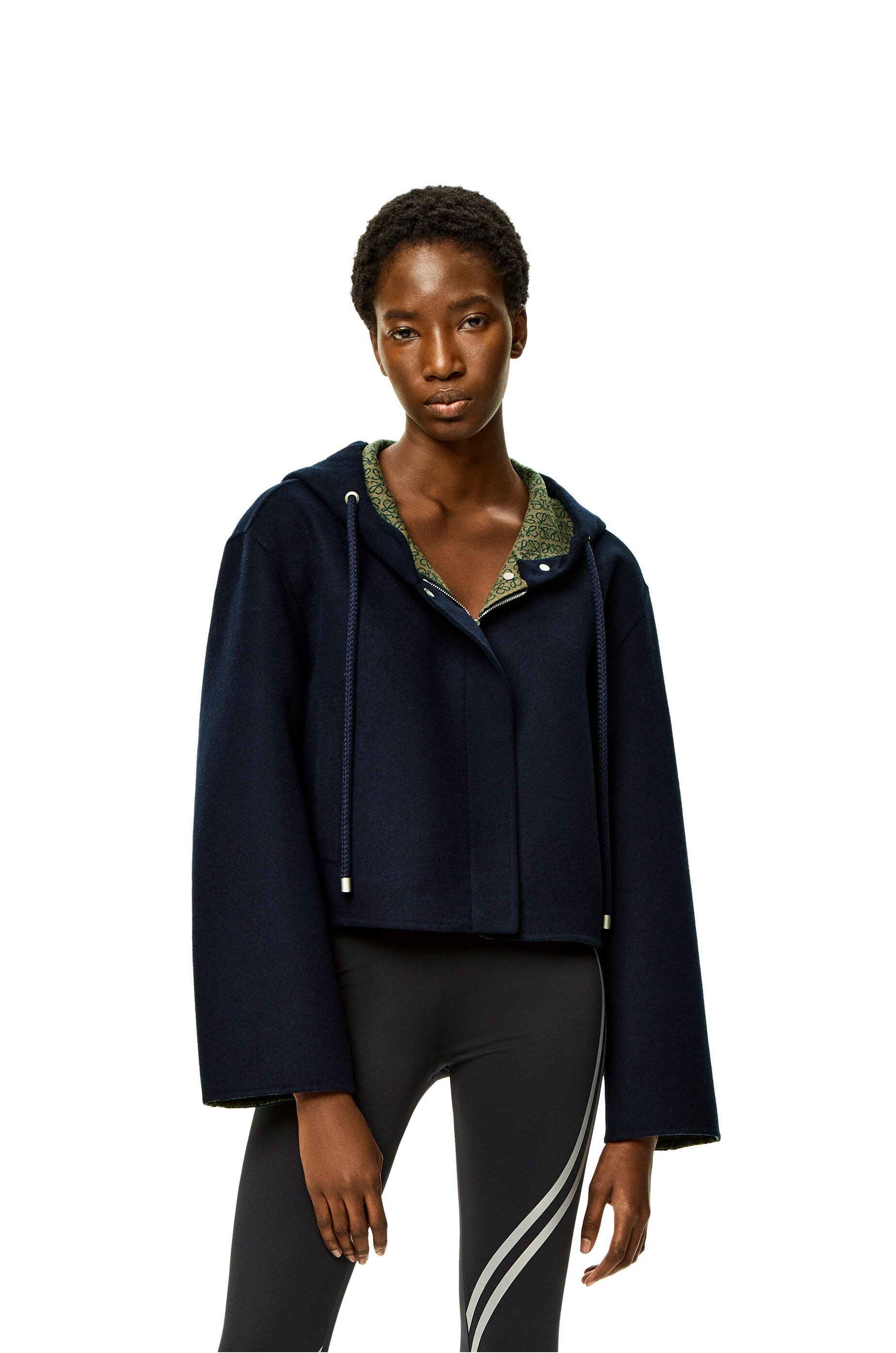 Anagram jacquard hooded jacket in wool - 3