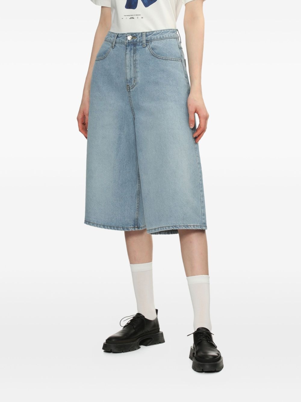 Sig high-waisted denim shorts - 3
