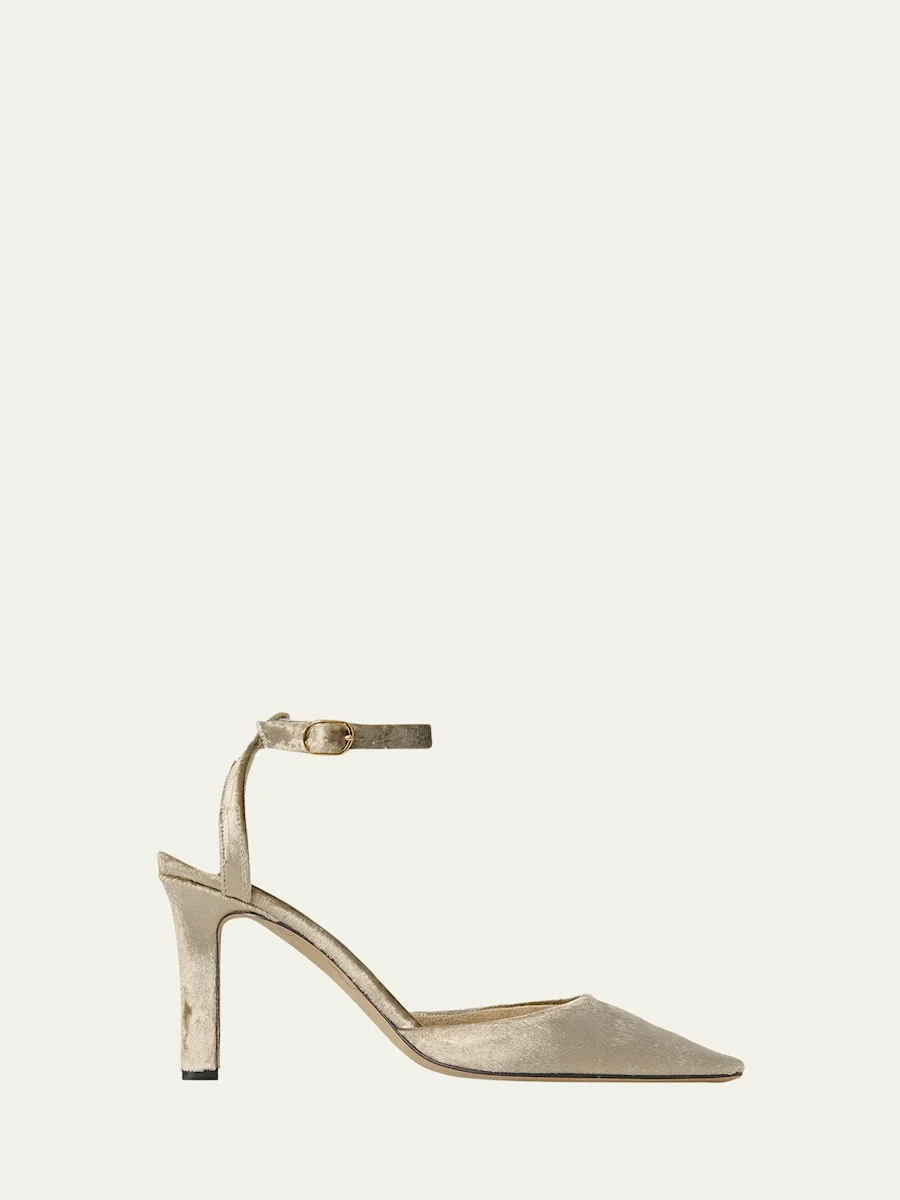 Carla Velvet Ankle-Strap Pumps - 1