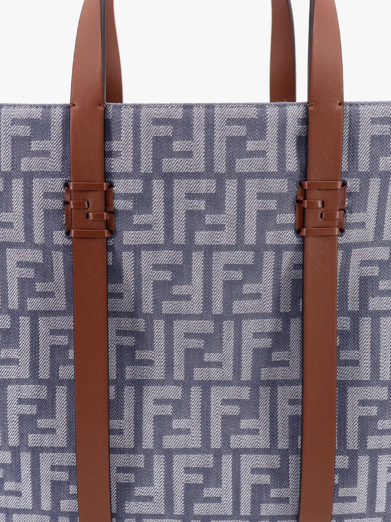 Summer Tote Ff Jacquard Fabric Shoulder Bag With Fringes - 6