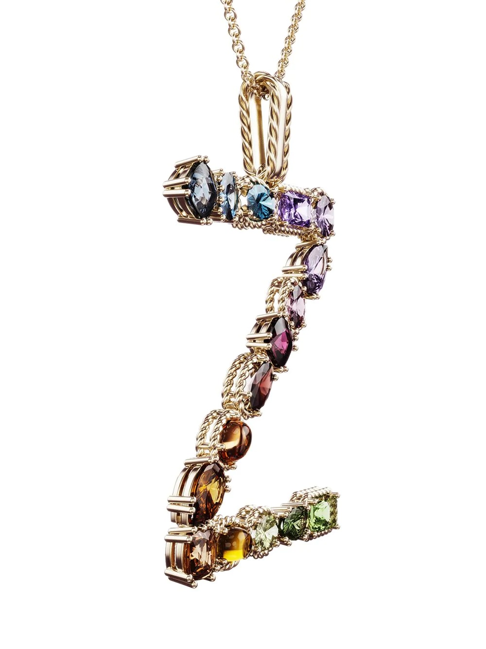 18kt yellow gold initial Z gemstone necklace - 3