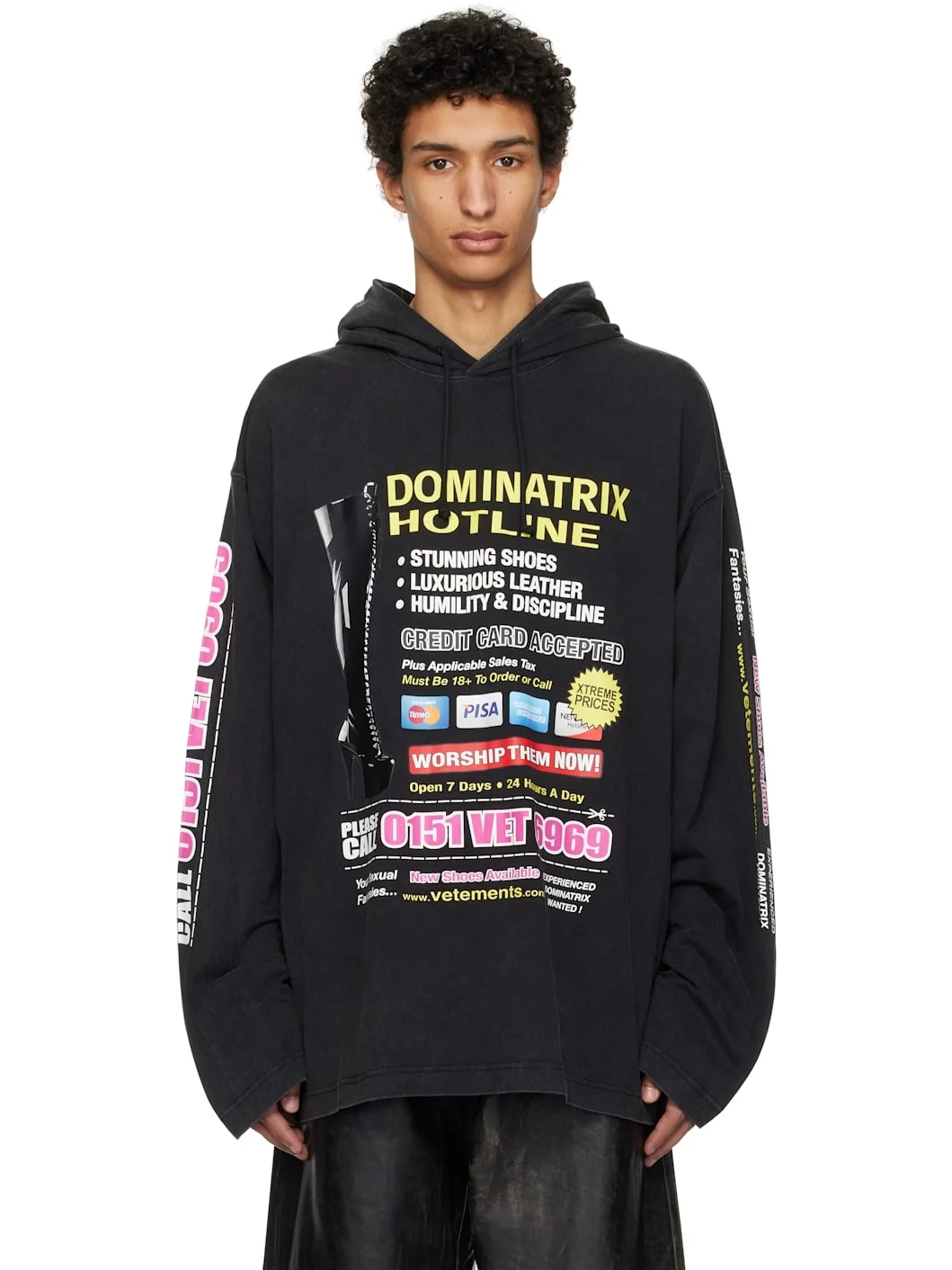 Black Jersey 'Dominatrix Hotline' Hoodie - 1