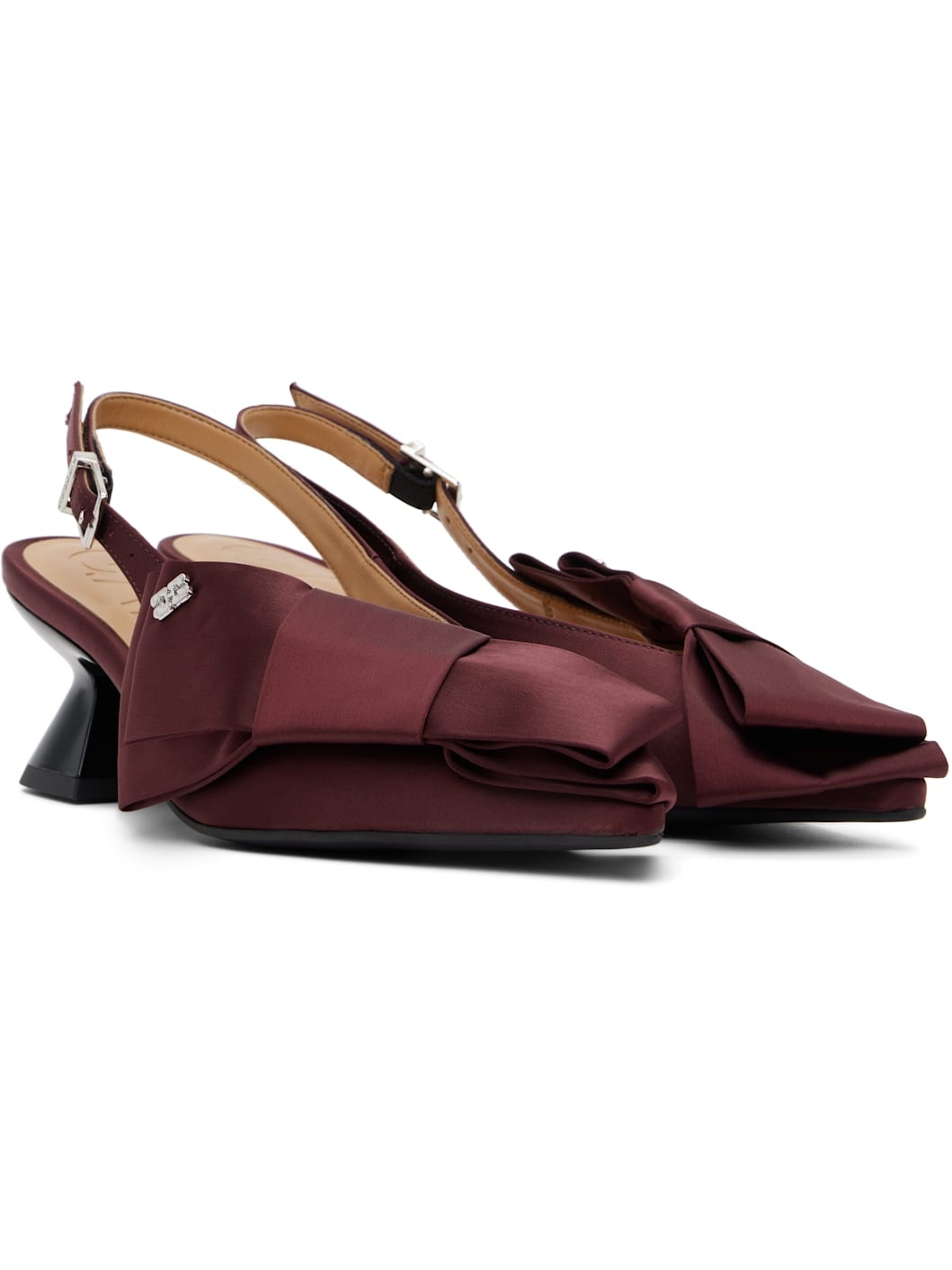 Burgundy Bow Kitten Heels - 4