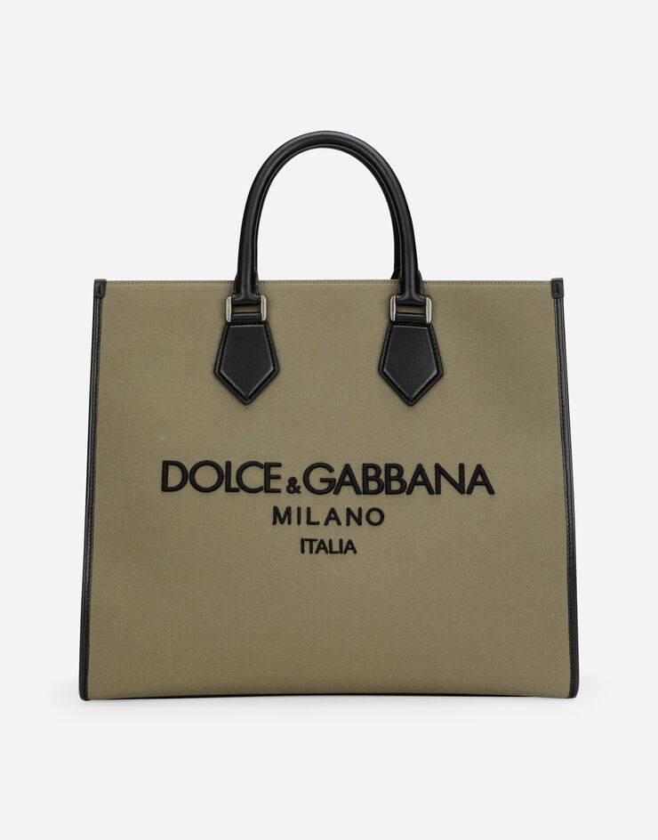Large canvas shopper with logo - 1