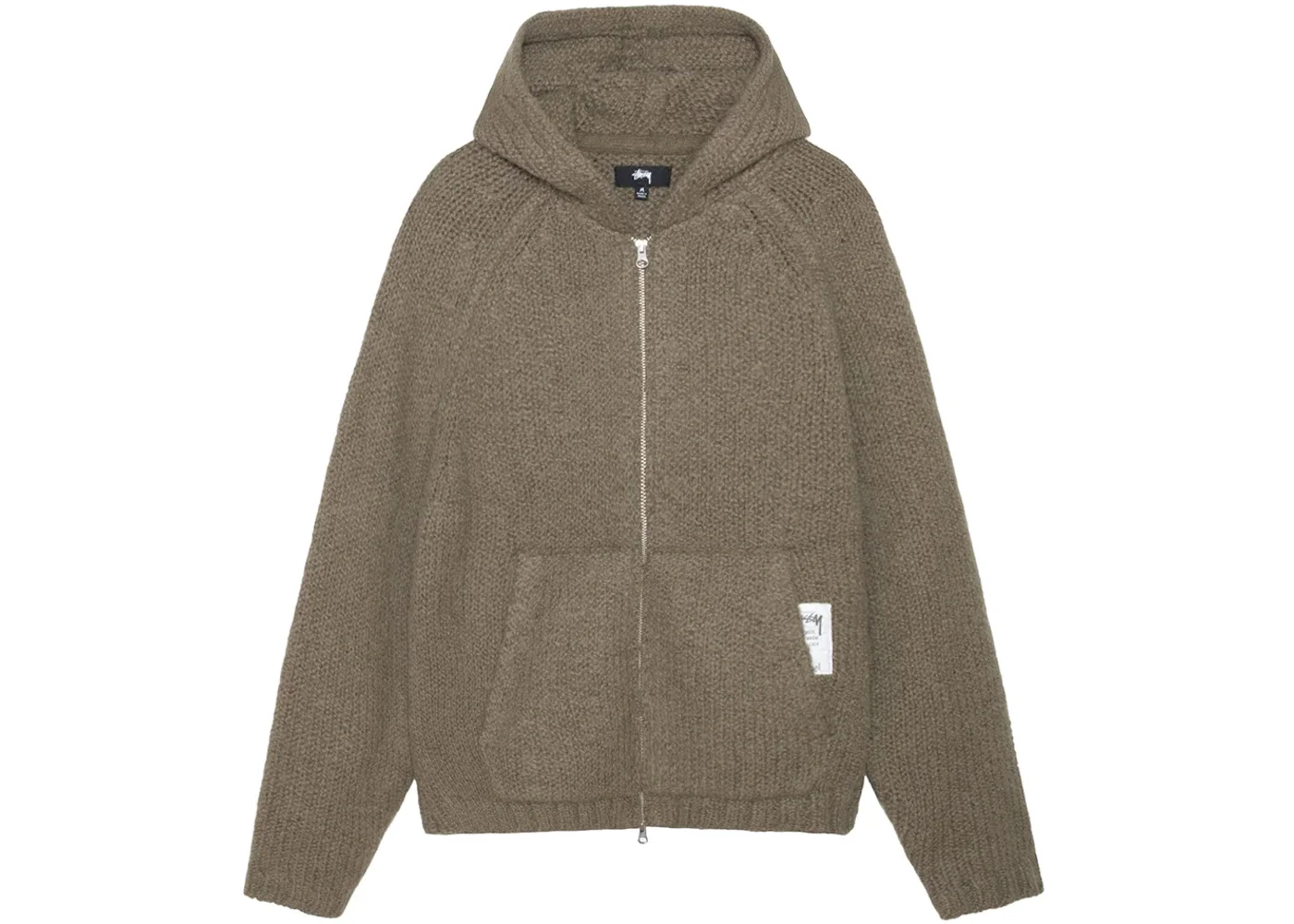 Stussy Chunky Knit Zip Hoodie Fossil - 1