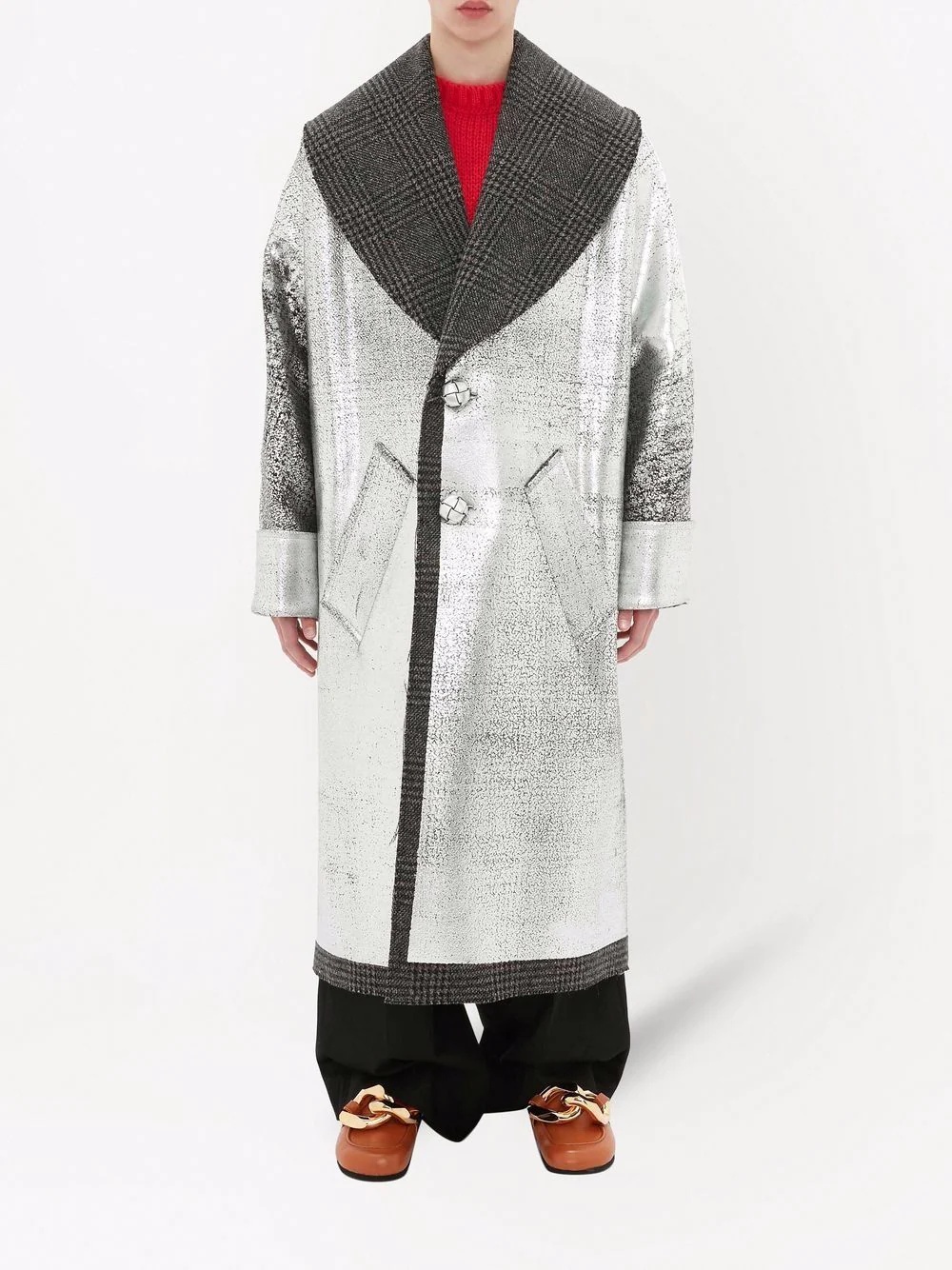 foiled long oversized coat - 2