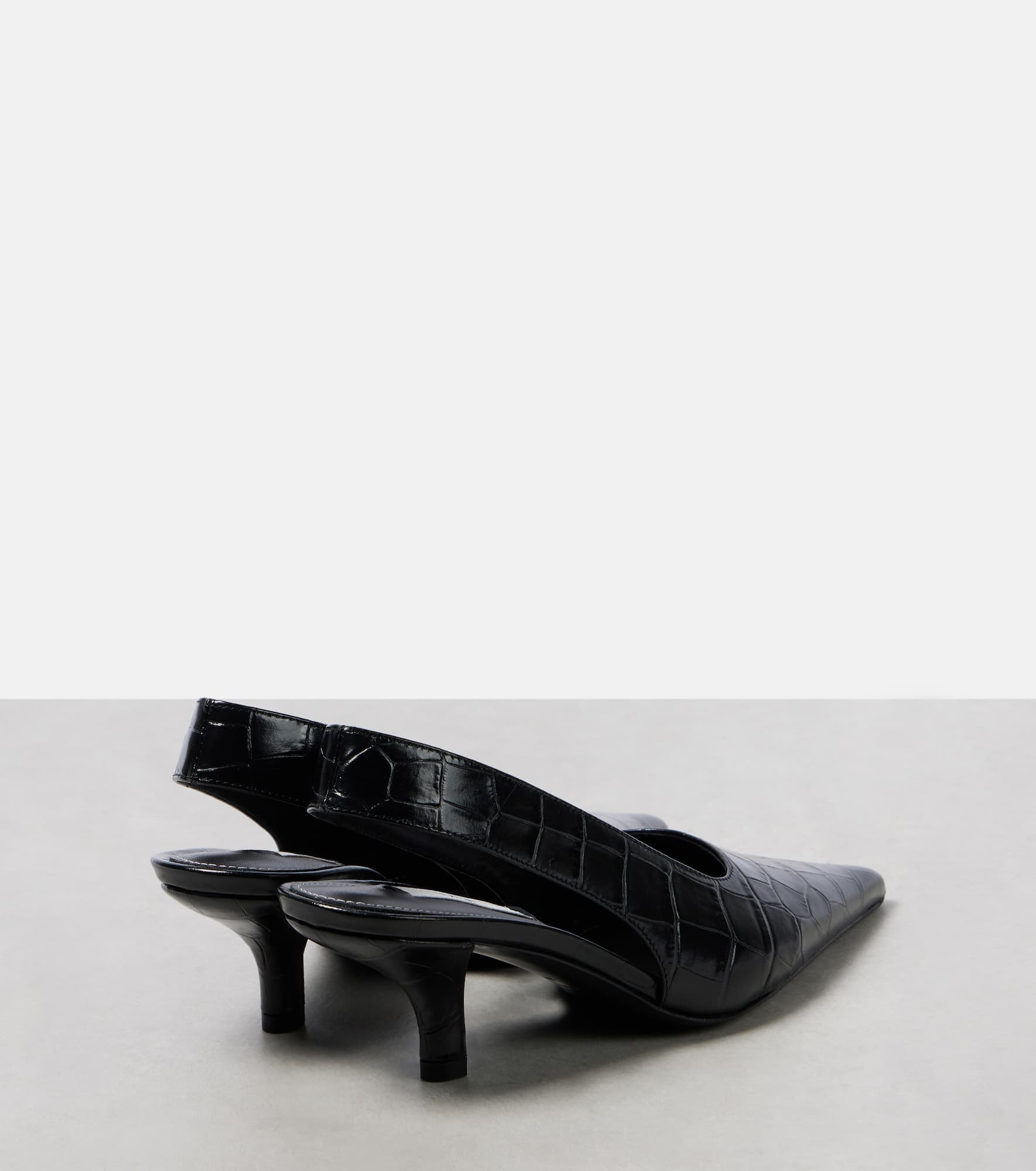 Croc-effect leather slingback pumps - 2