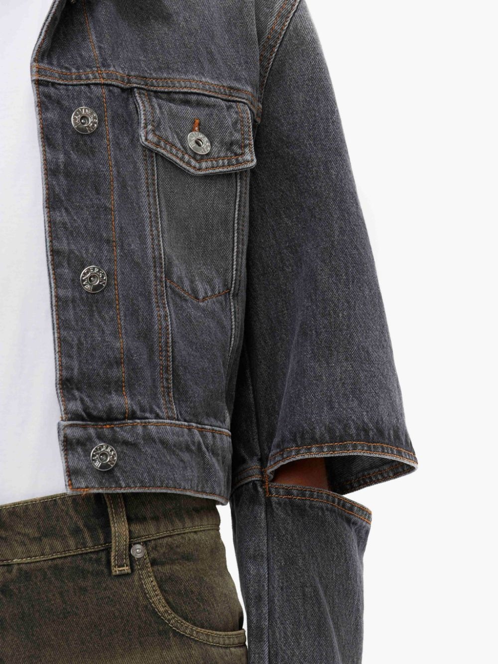 CUT OUT SLEEVE DENIM JACKET - 5