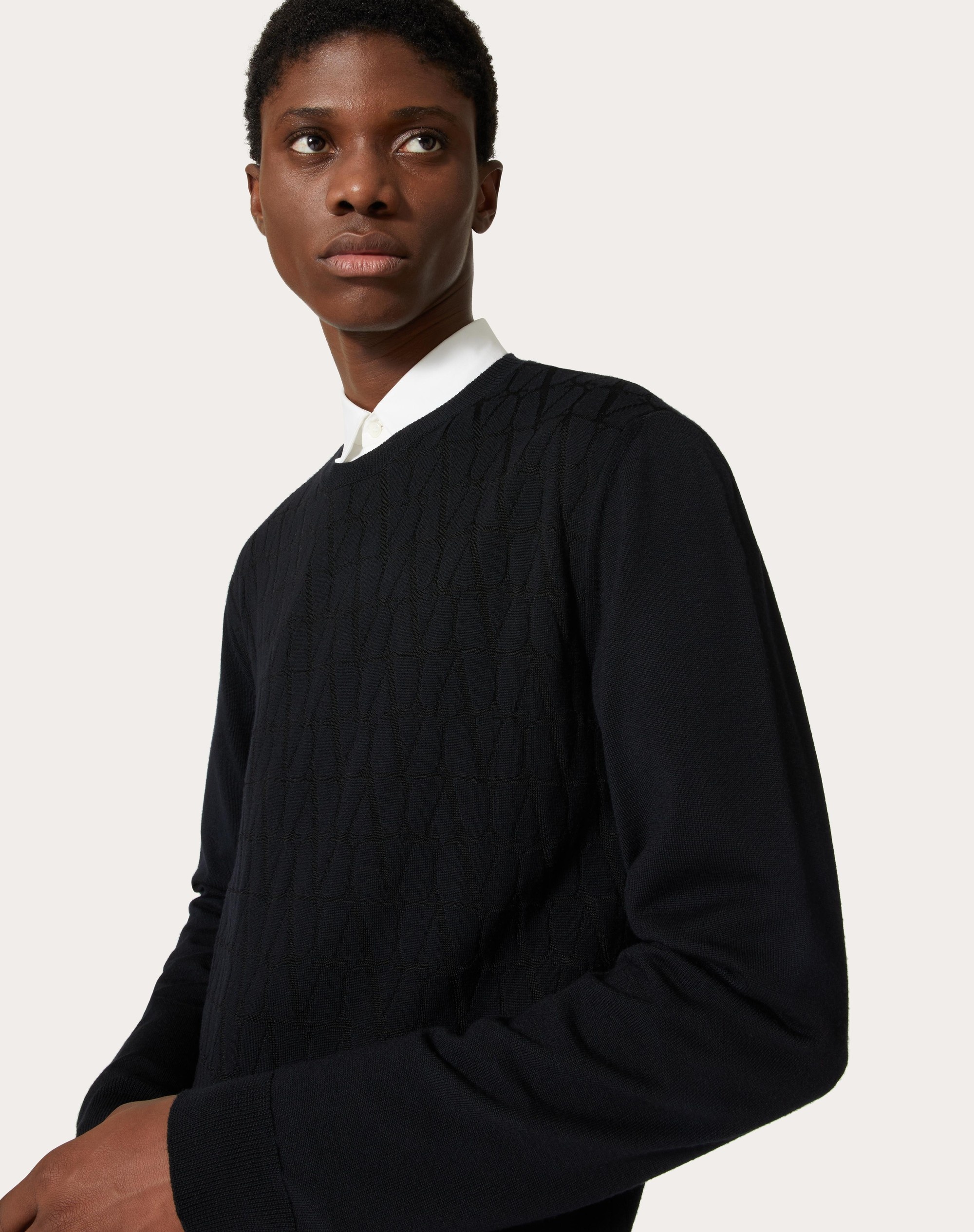 CREWNECK SWEATER IN VISCOSE AND WOOL WITH TOILE ICONOGRAPHE PATTERN - 5