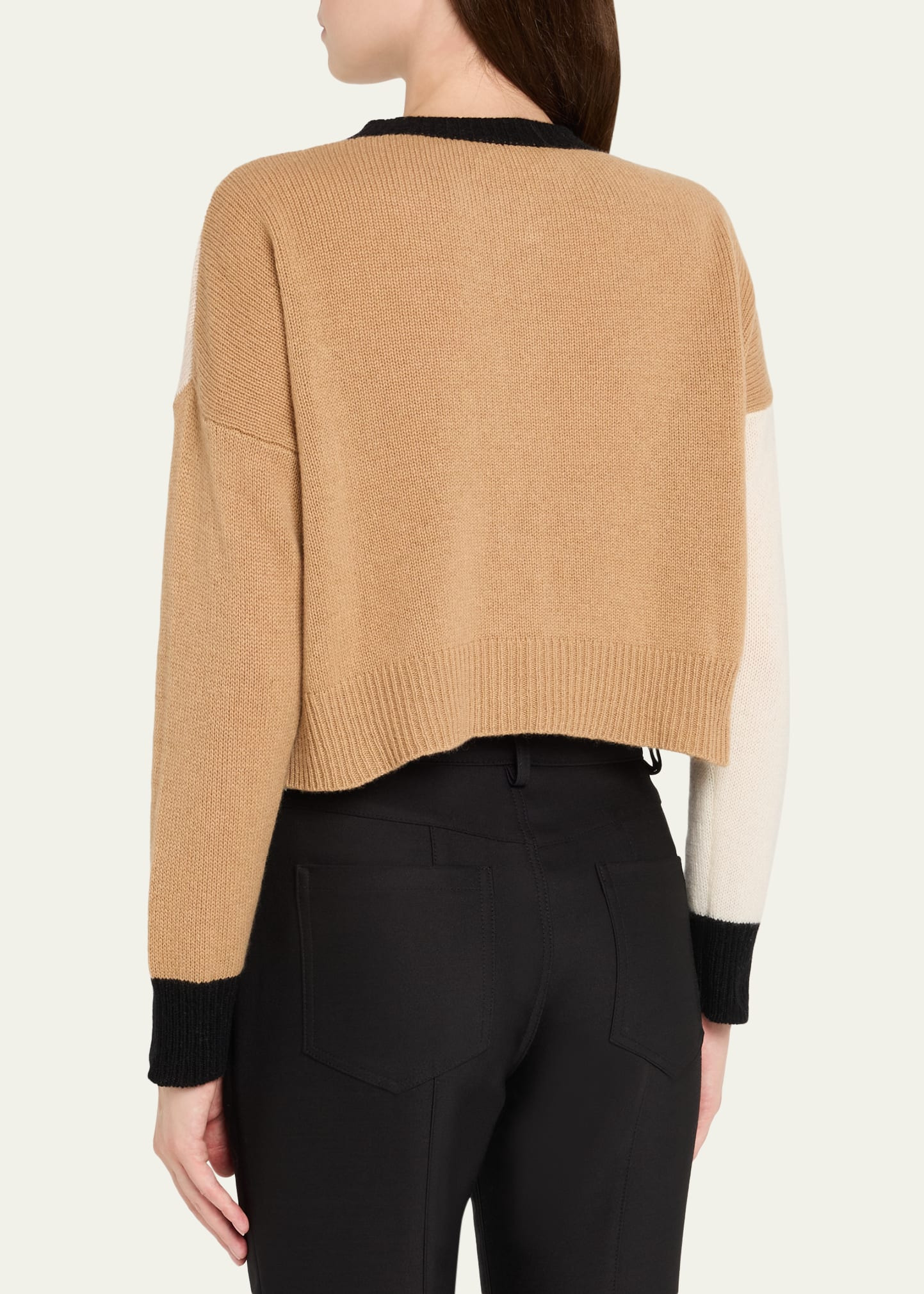 Colorblock Cashmere Crewneck Cardigan - 3
