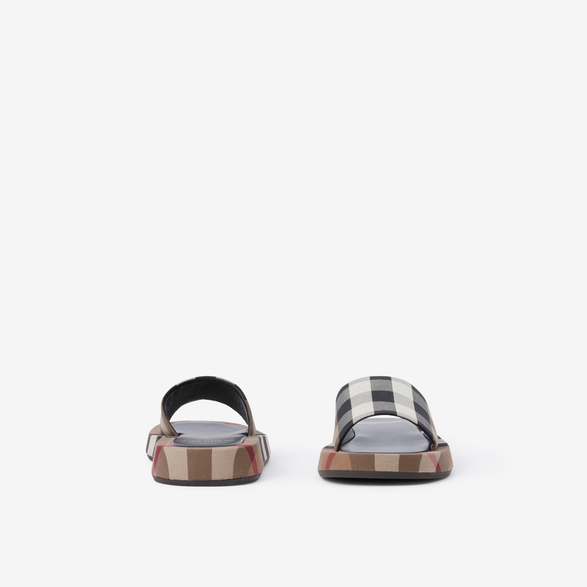 Exaggerated Check Cotton Platform Slides - 4