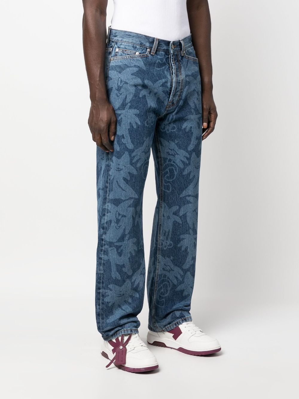 Palmity palm tree-print jeans - 4