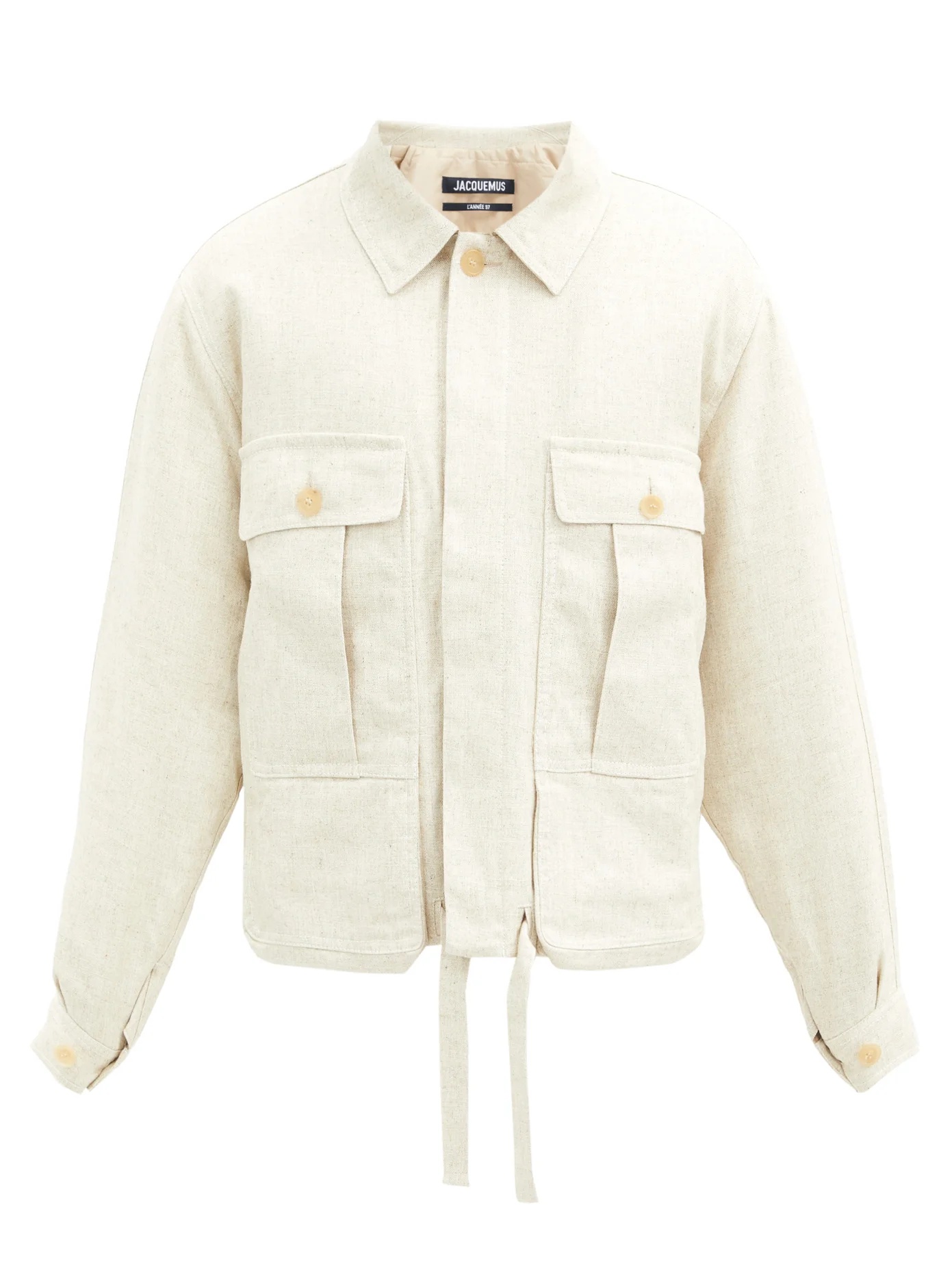 Flap-pocket basketweave-twill jacket - 1