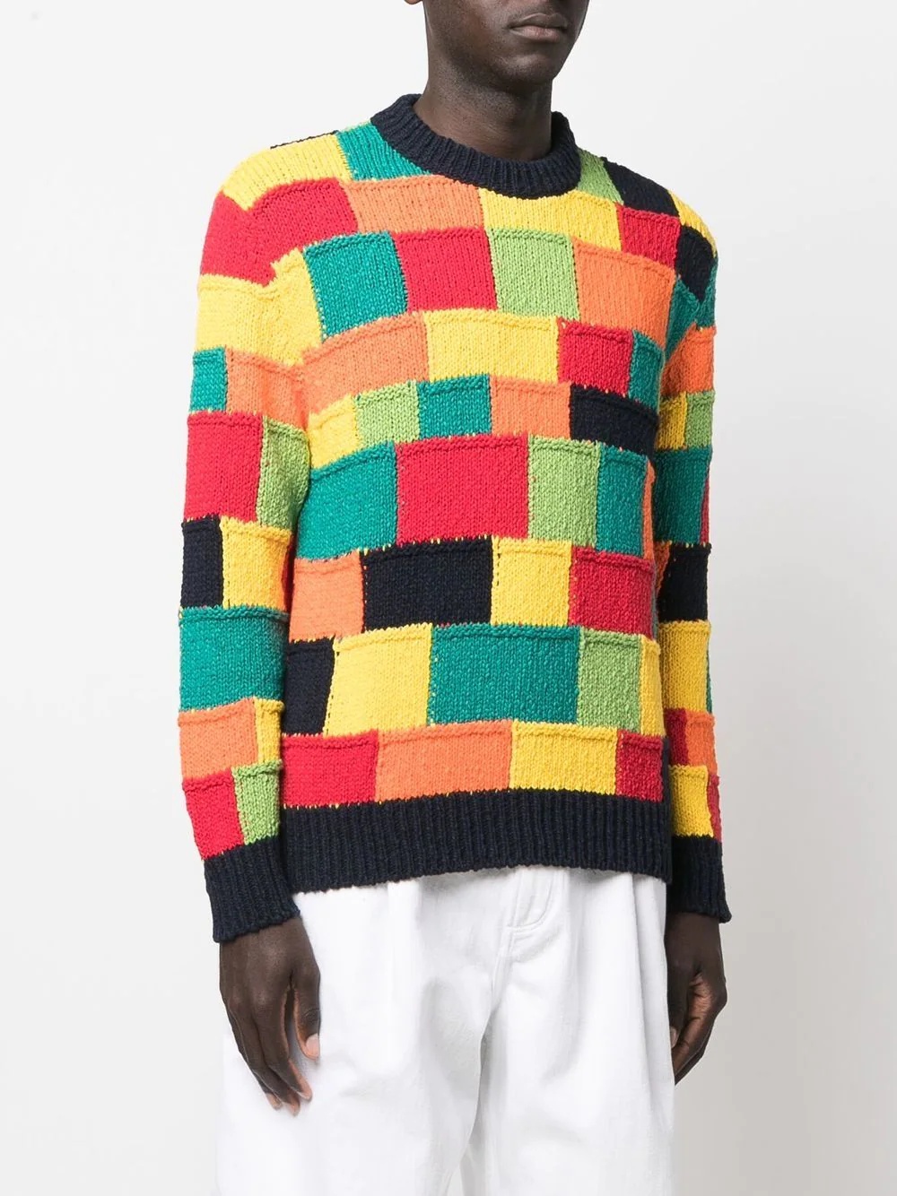 crew-neck patchwork jumper - 3