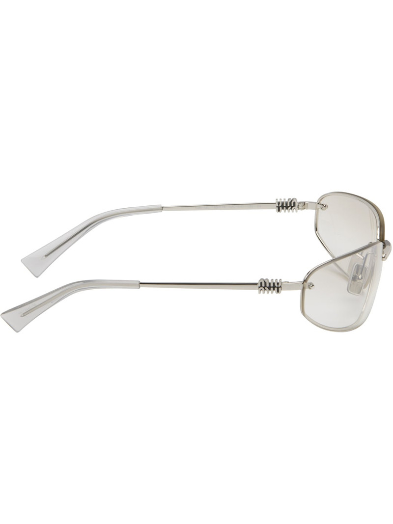Miu Miu Silver Rimless Metal Oval Sunglasses outlook
