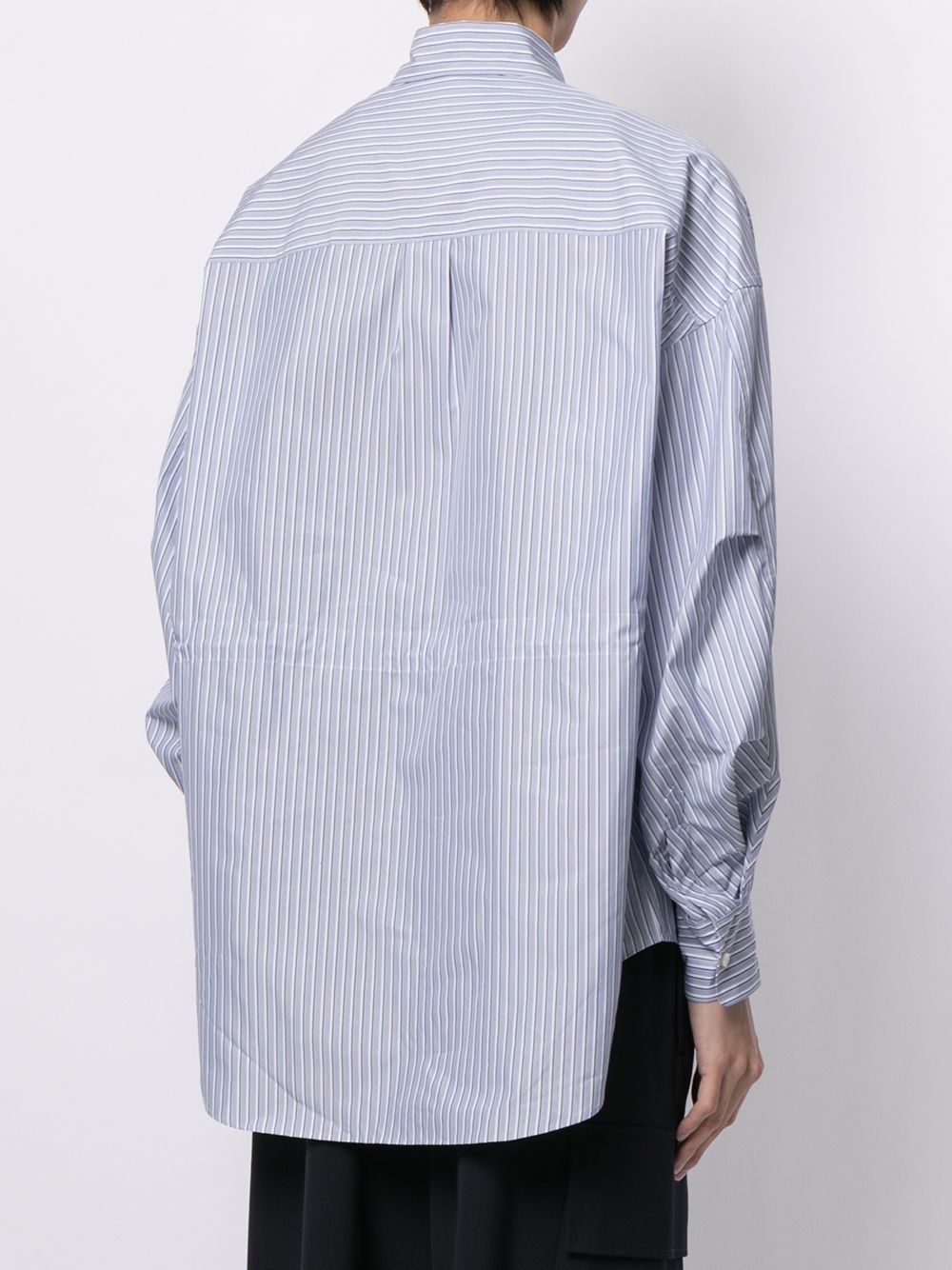 drawstring-waist stripe shirt - 4