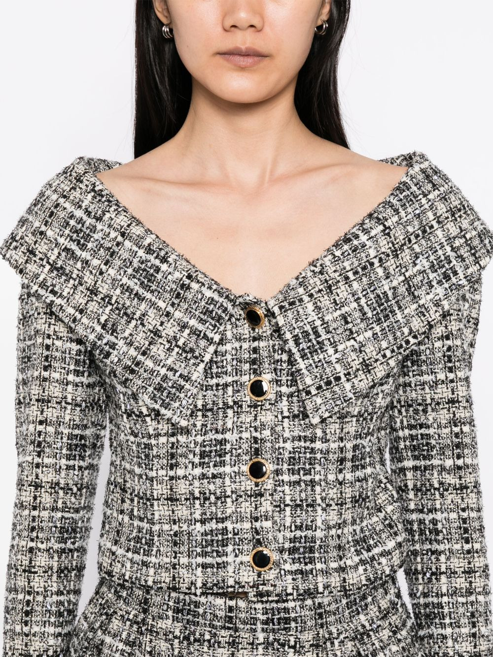 checked lurex tweed jacket - 5