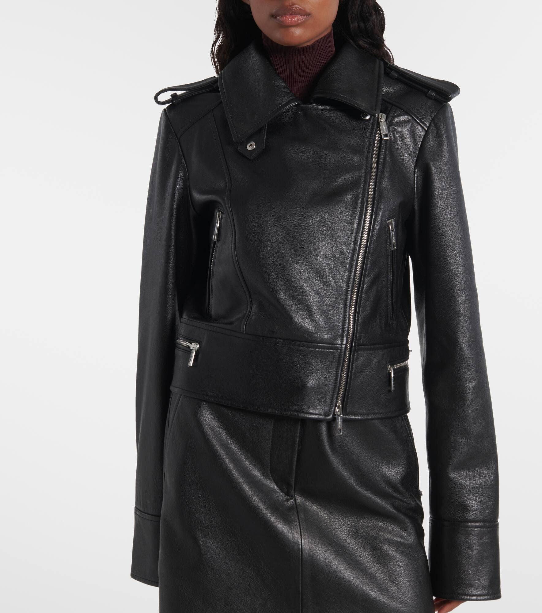 Toscana shearling-trimmed leather jacket - 7